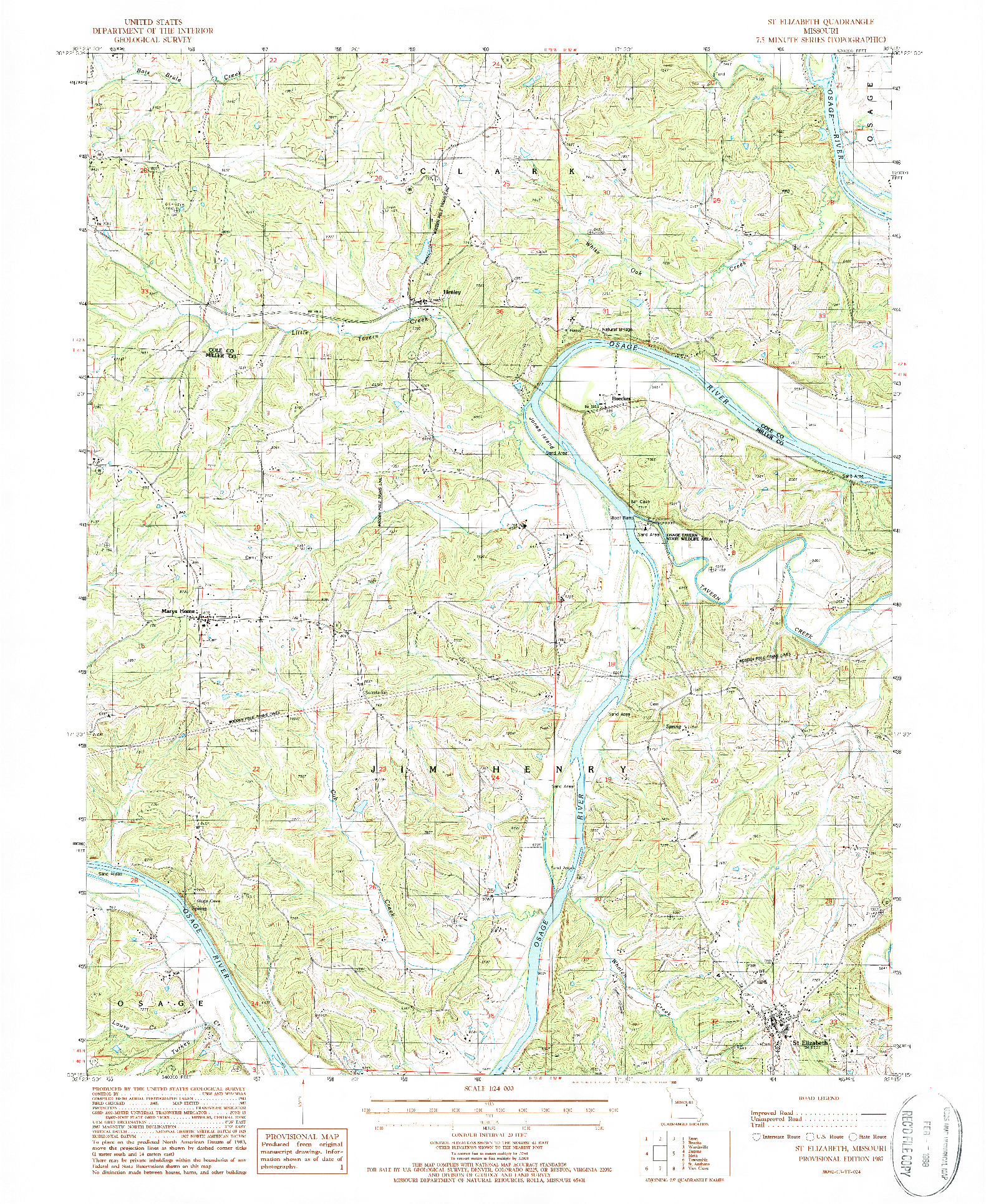 USGS 1:24000-SCALE QUADRANGLE FOR ST. ELIZABETH, MO 1987