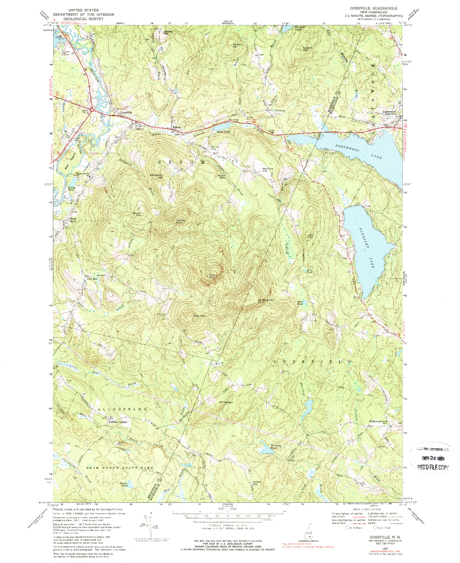 USGS 1:24000-SCALE QUADRANGLE FOR GOSSVILLE, NH 1967