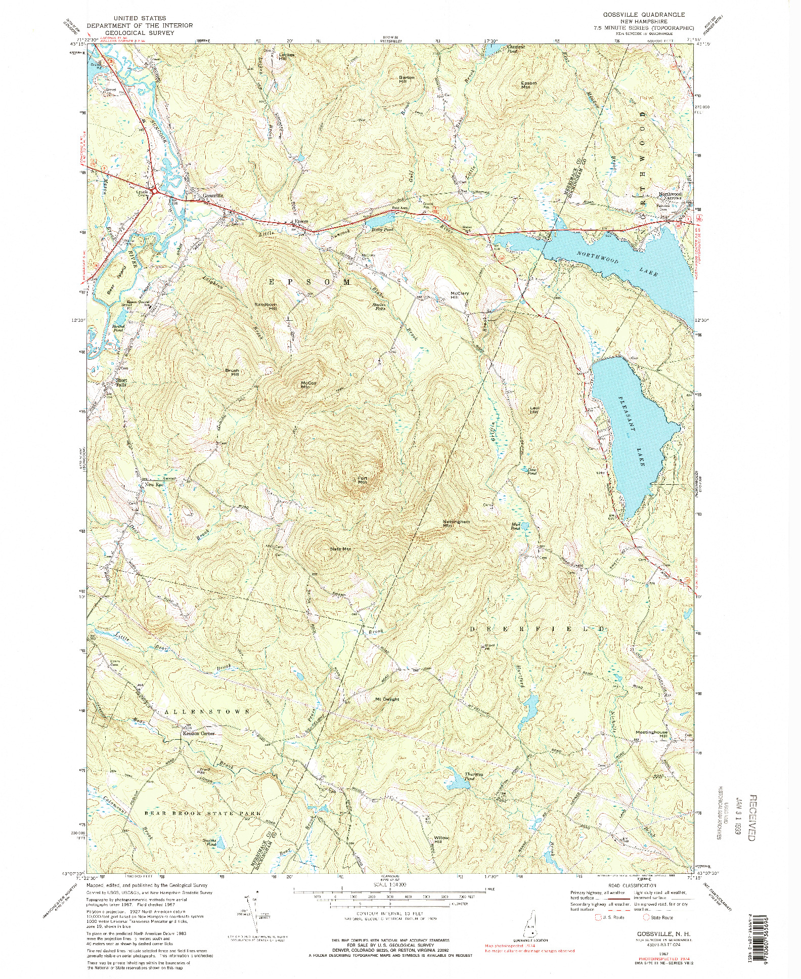 USGS 1:24000-SCALE QUADRANGLE FOR GOSSVILLE, NH 1967