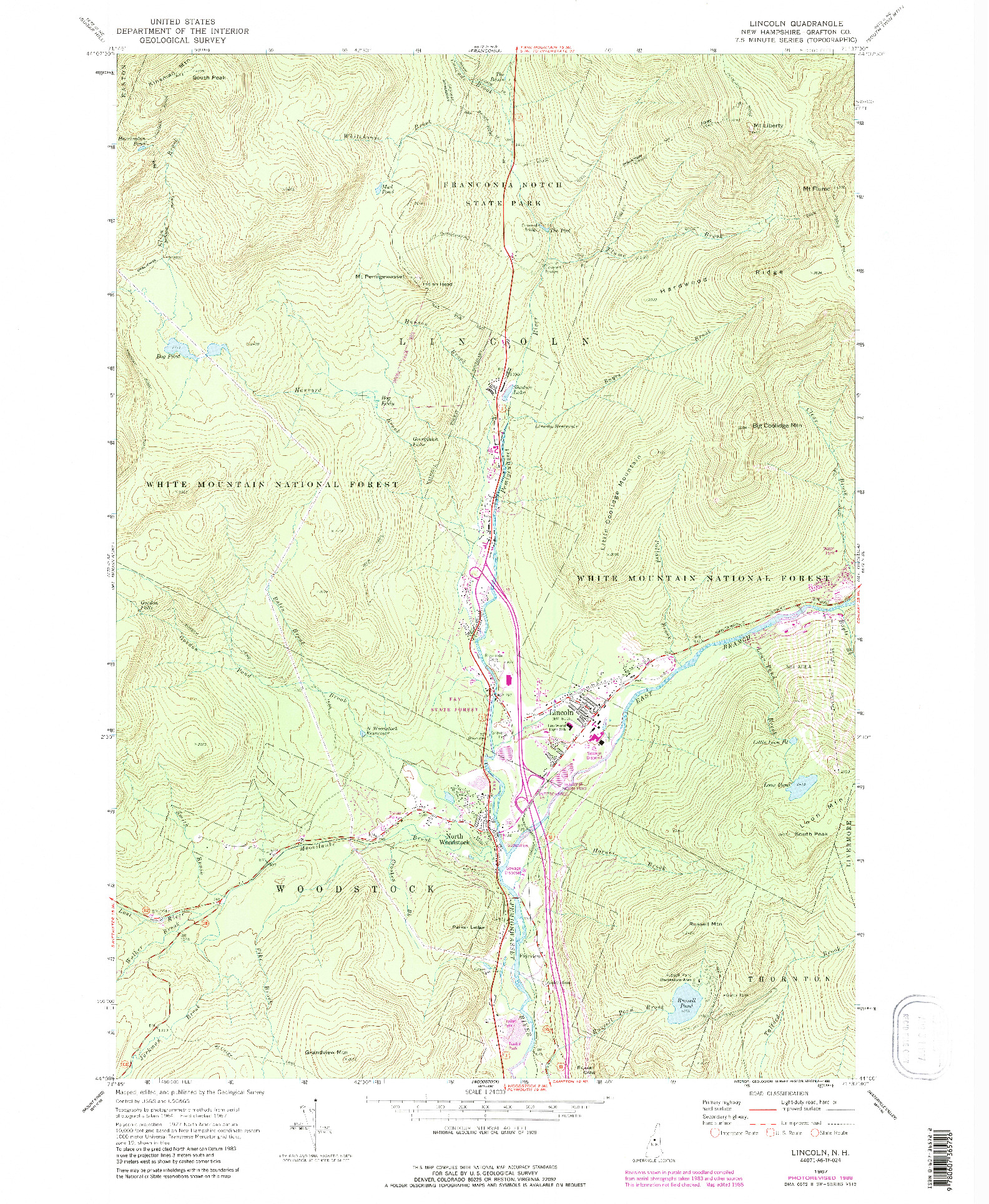 USGS 1:24000-SCALE QUADRANGLE FOR LINCOLN, NH 1967