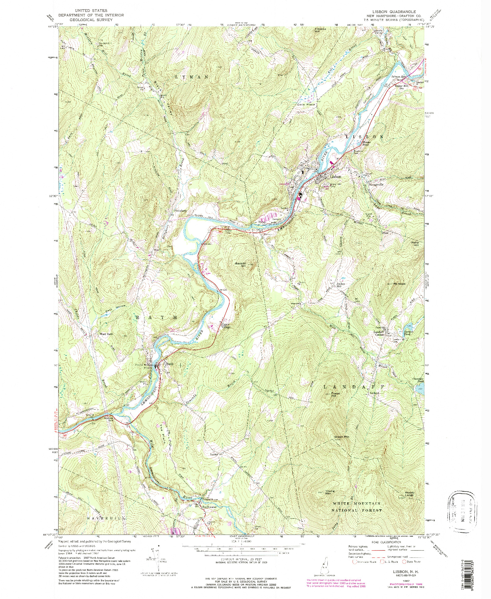 USGS 1:24000-SCALE QUADRANGLE FOR LISBON, NH 1967