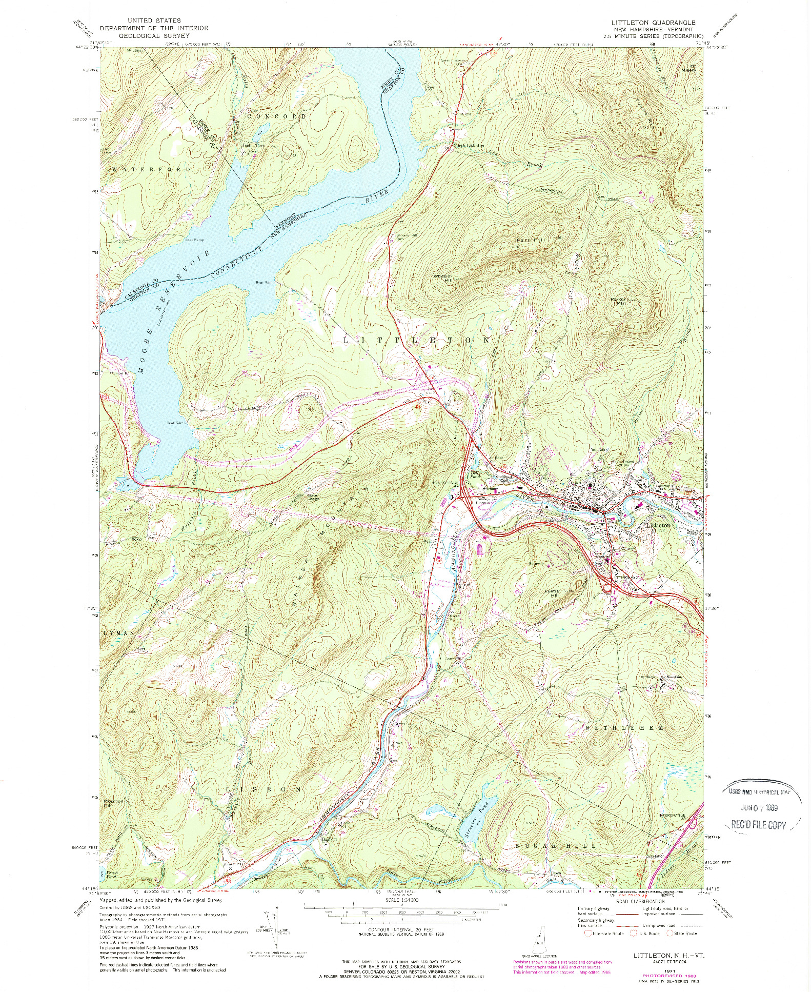 USGS 1:24000-SCALE QUADRANGLE FOR LITTLETON, NH 1971