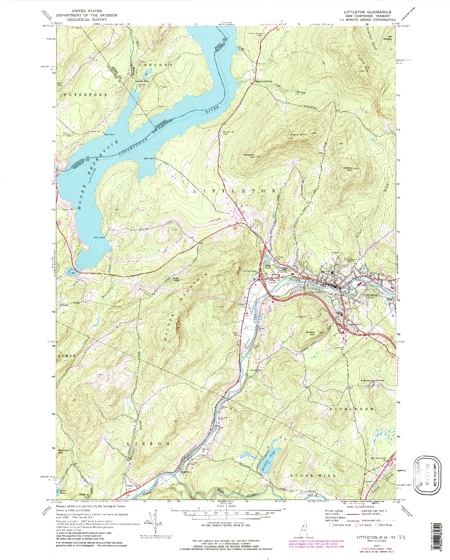 USGS 1:24000-SCALE QUADRANGLE FOR LITTLETON, NH 1971