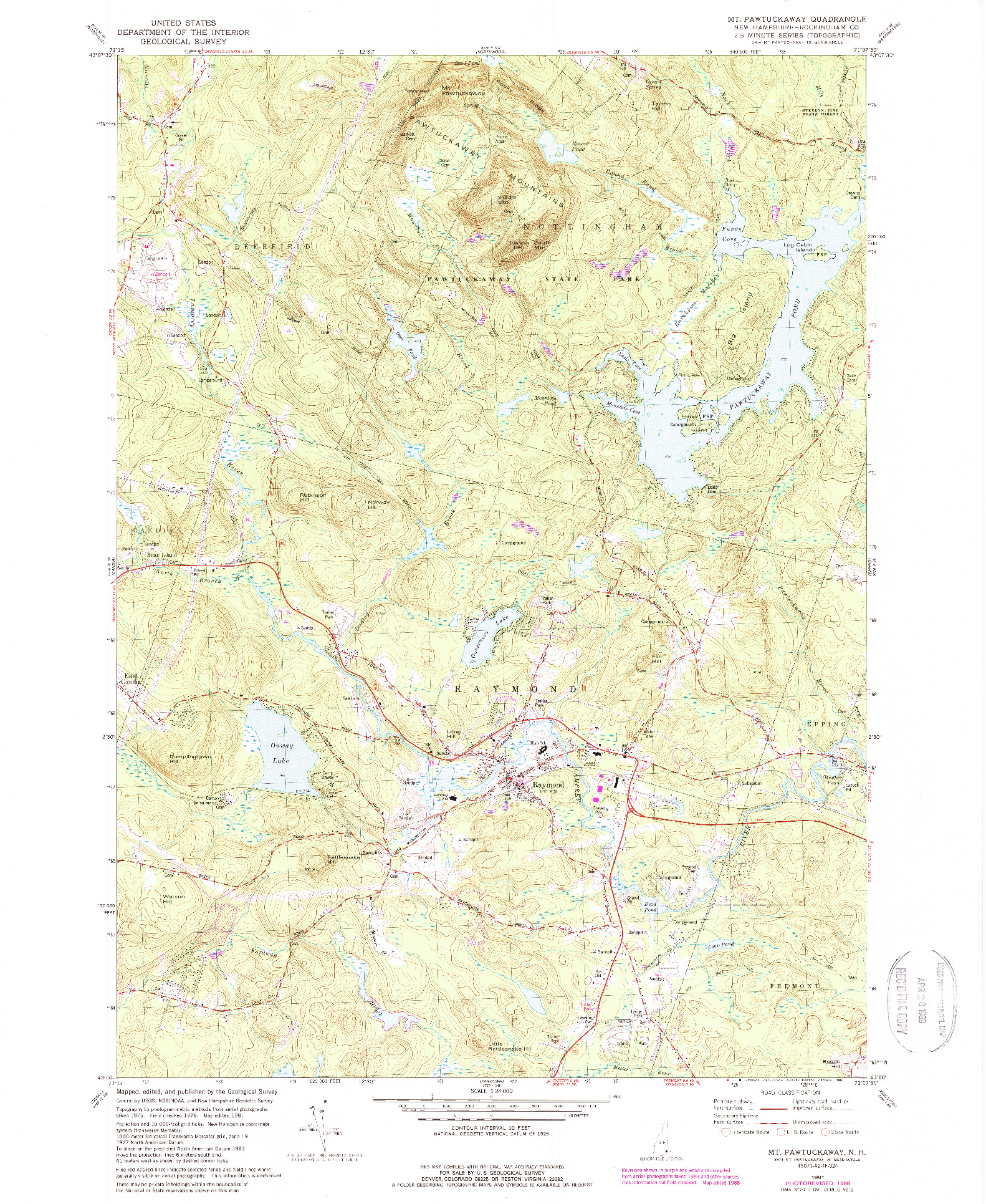 USGS 1:24000-SCALE QUADRANGLE FOR MT. PAWTUCKAWAY, NH 1981