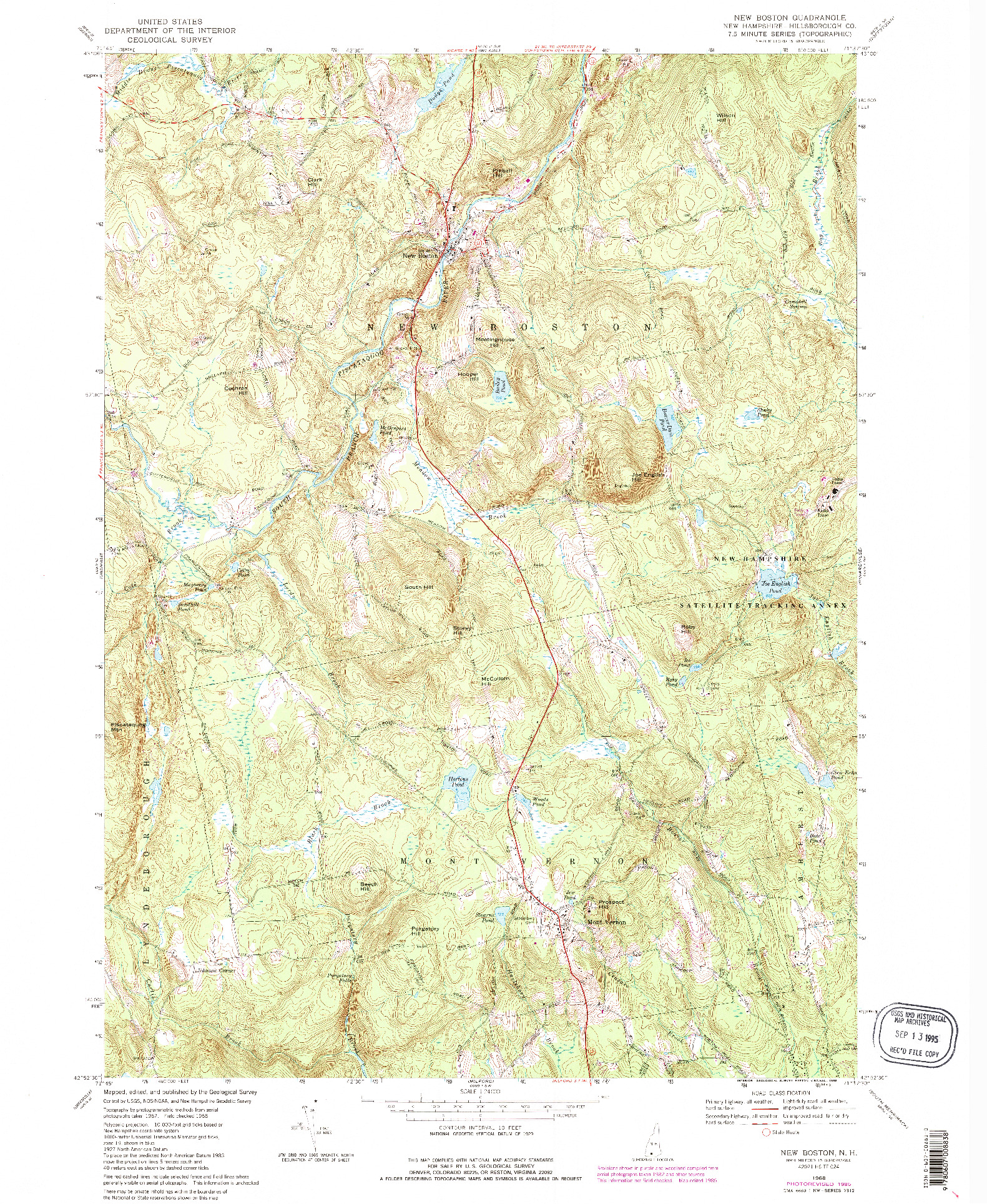 USGS 1:24000-SCALE QUADRANGLE FOR NEW BOSTON, NH 1968