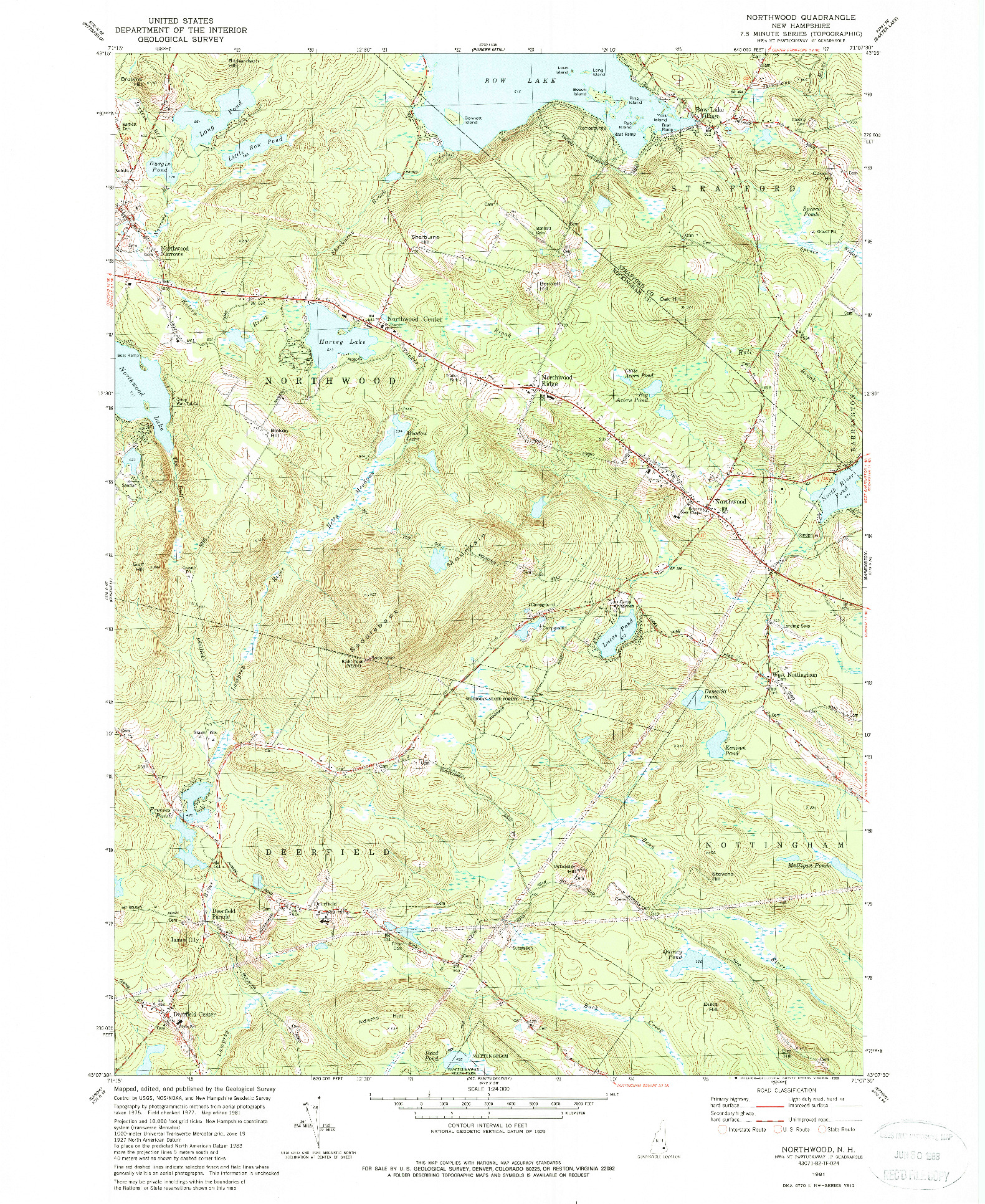 USGS 1:24000-SCALE QUADRANGLE FOR NORTHWOOD, NH 1981