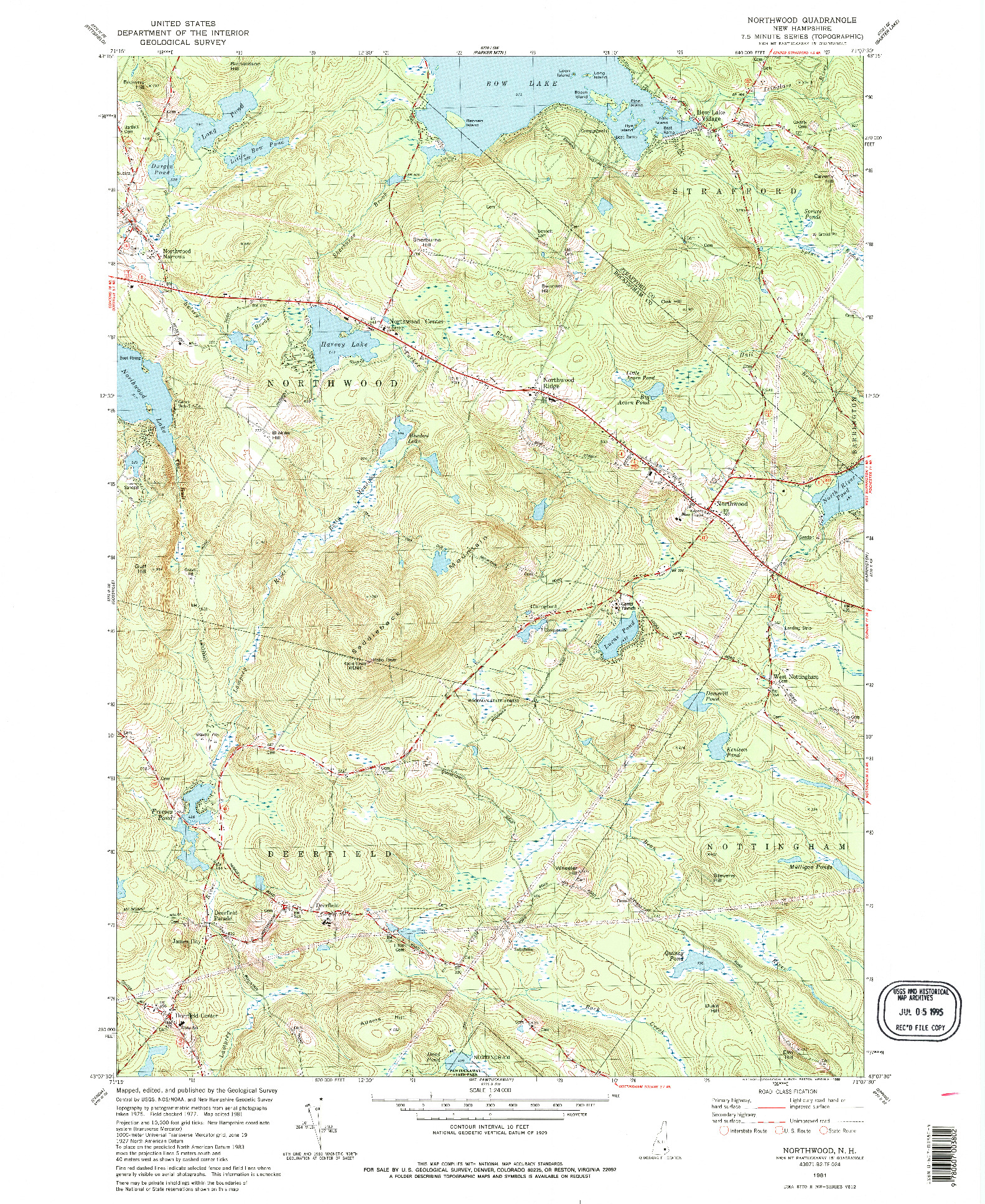 USGS 1:24000-SCALE QUADRANGLE FOR NORTHWOOD, NH 1981