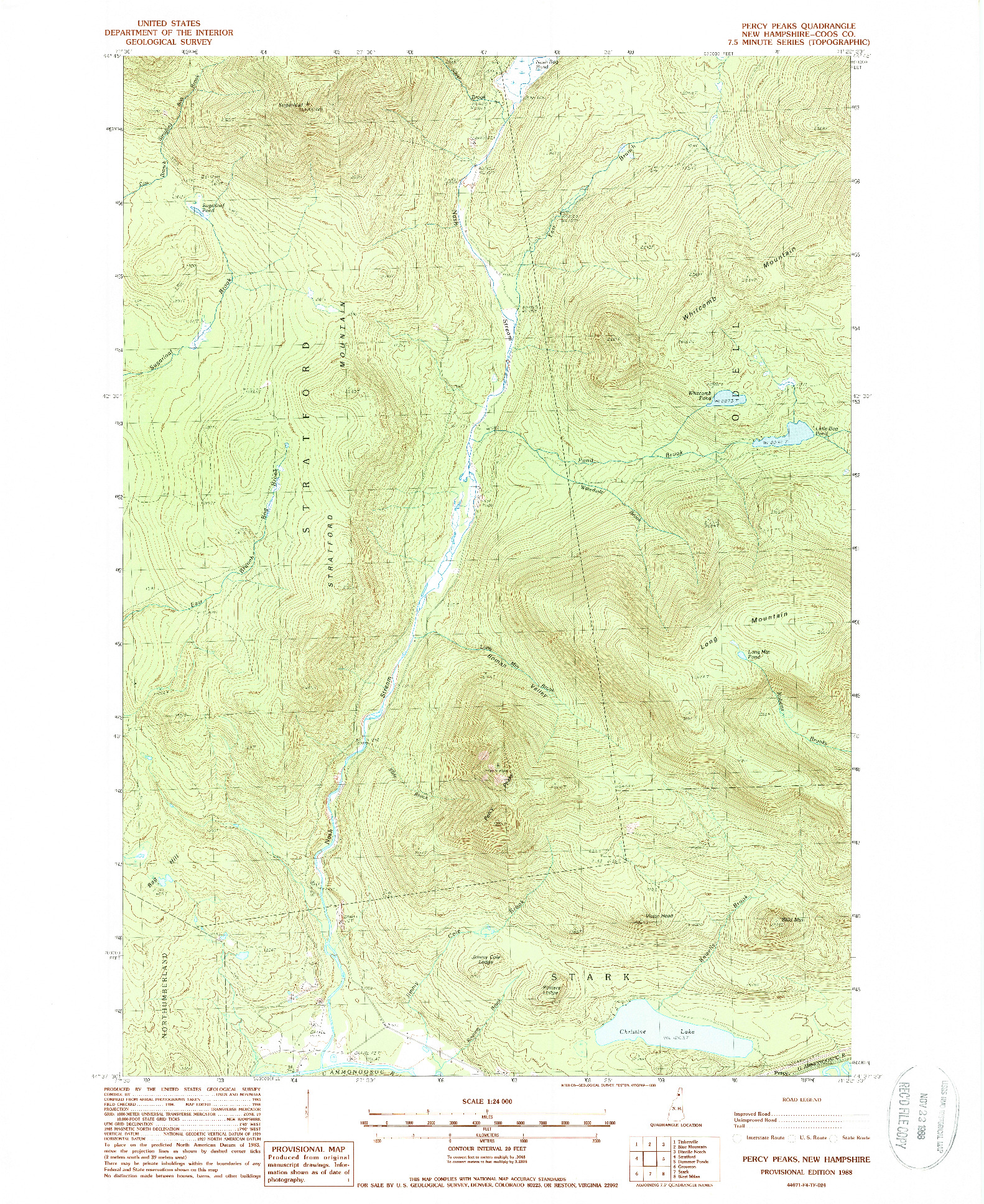 USGS 1:24000-SCALE QUADRANGLE FOR PERCY PEAKS, NH 1988