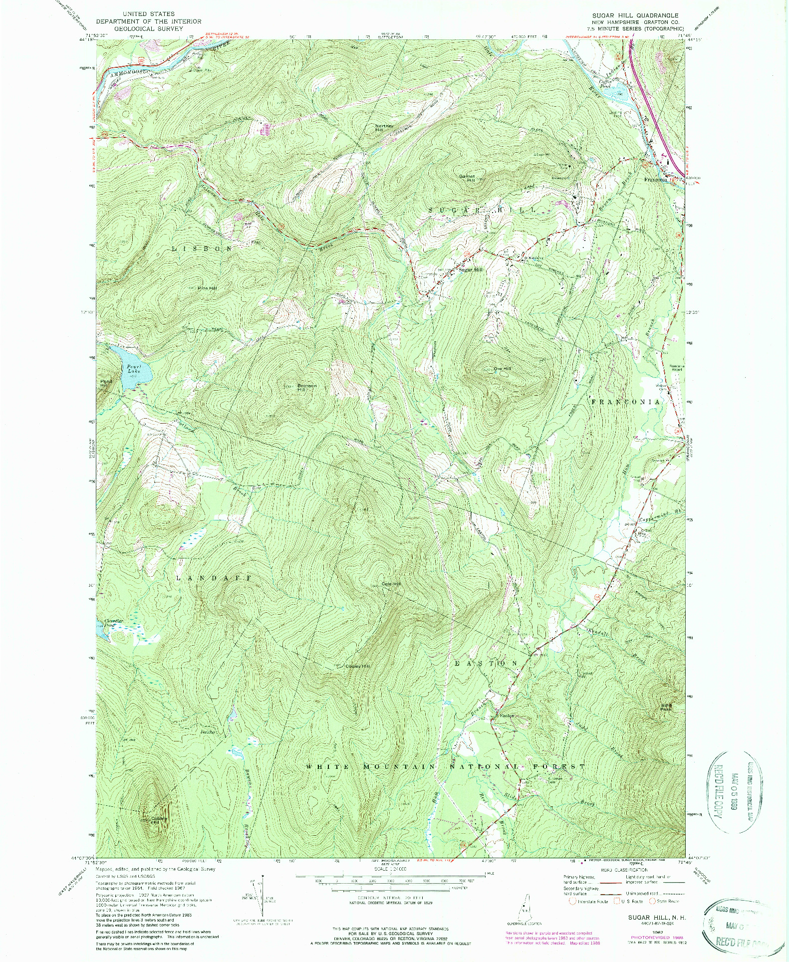 USGS 1:24000-SCALE QUADRANGLE FOR SUGAR HILL, NH 1967