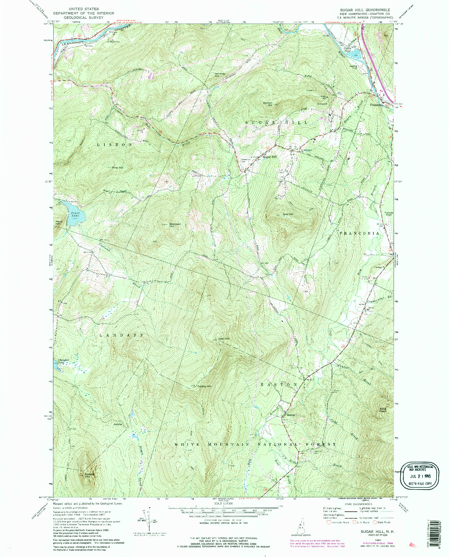 USGS 1:24000-SCALE QUADRANGLE FOR SUGAR HILL, NH 1967