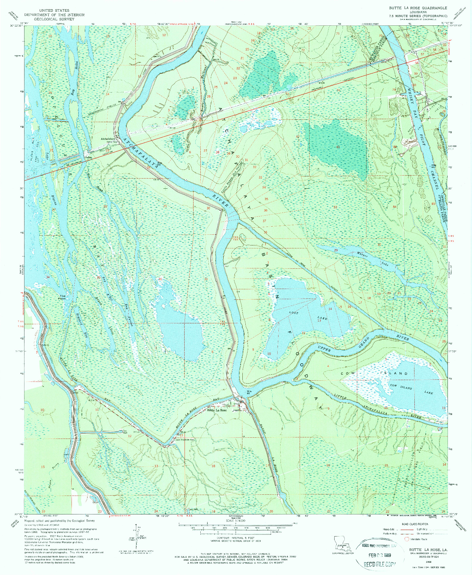 USGS 1:24000-SCALE QUADRANGLE FOR BUTTE LA ROSE, LA 1968