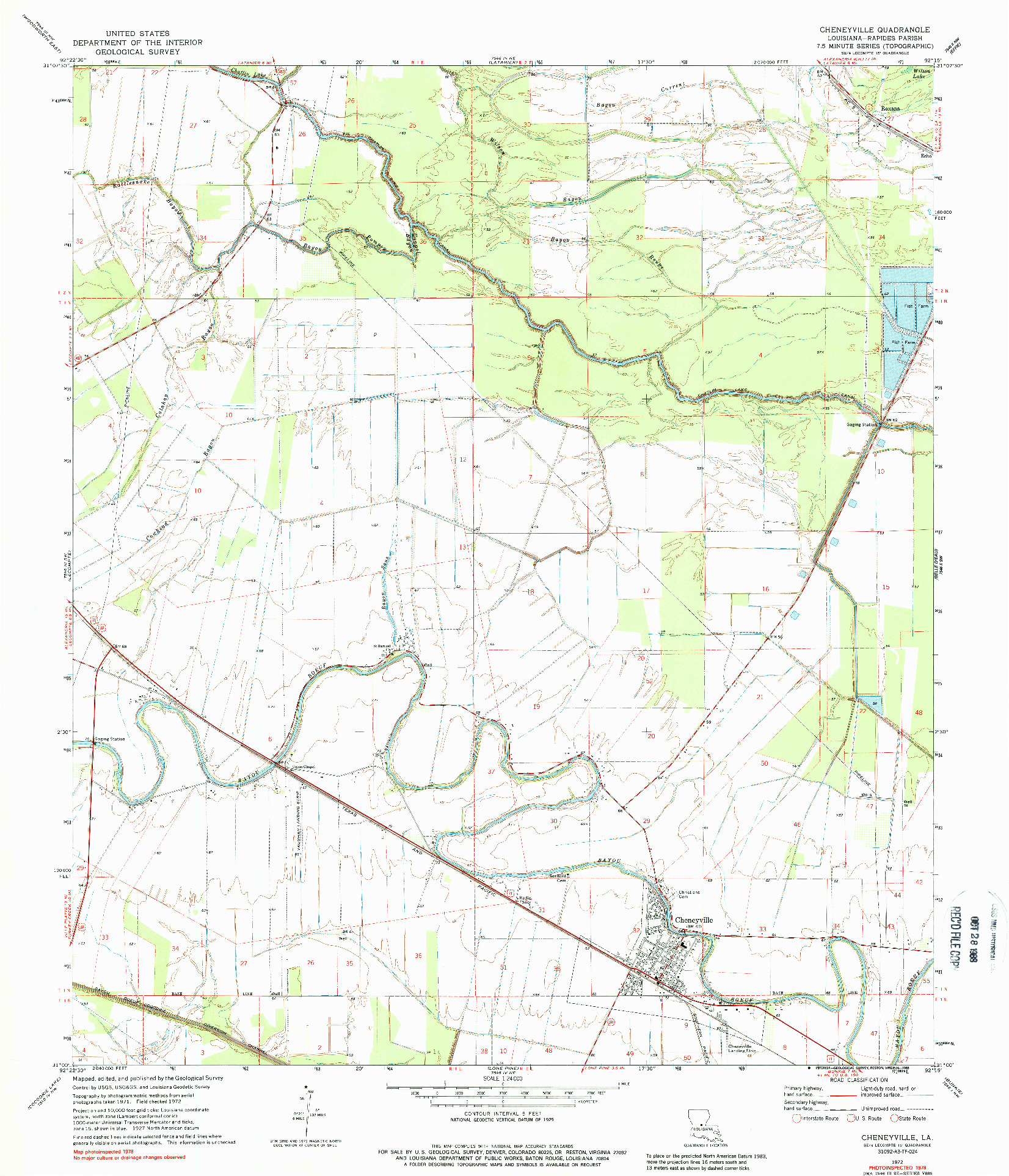 USGS 1:24000-SCALE QUADRANGLE FOR CHENEYVILLE, LA 1972