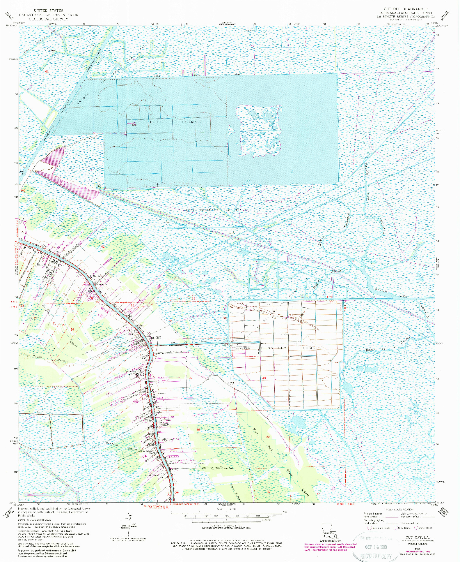 USGS 1:24000-SCALE QUADRANGLE FOR CUT OFF, LA 1963