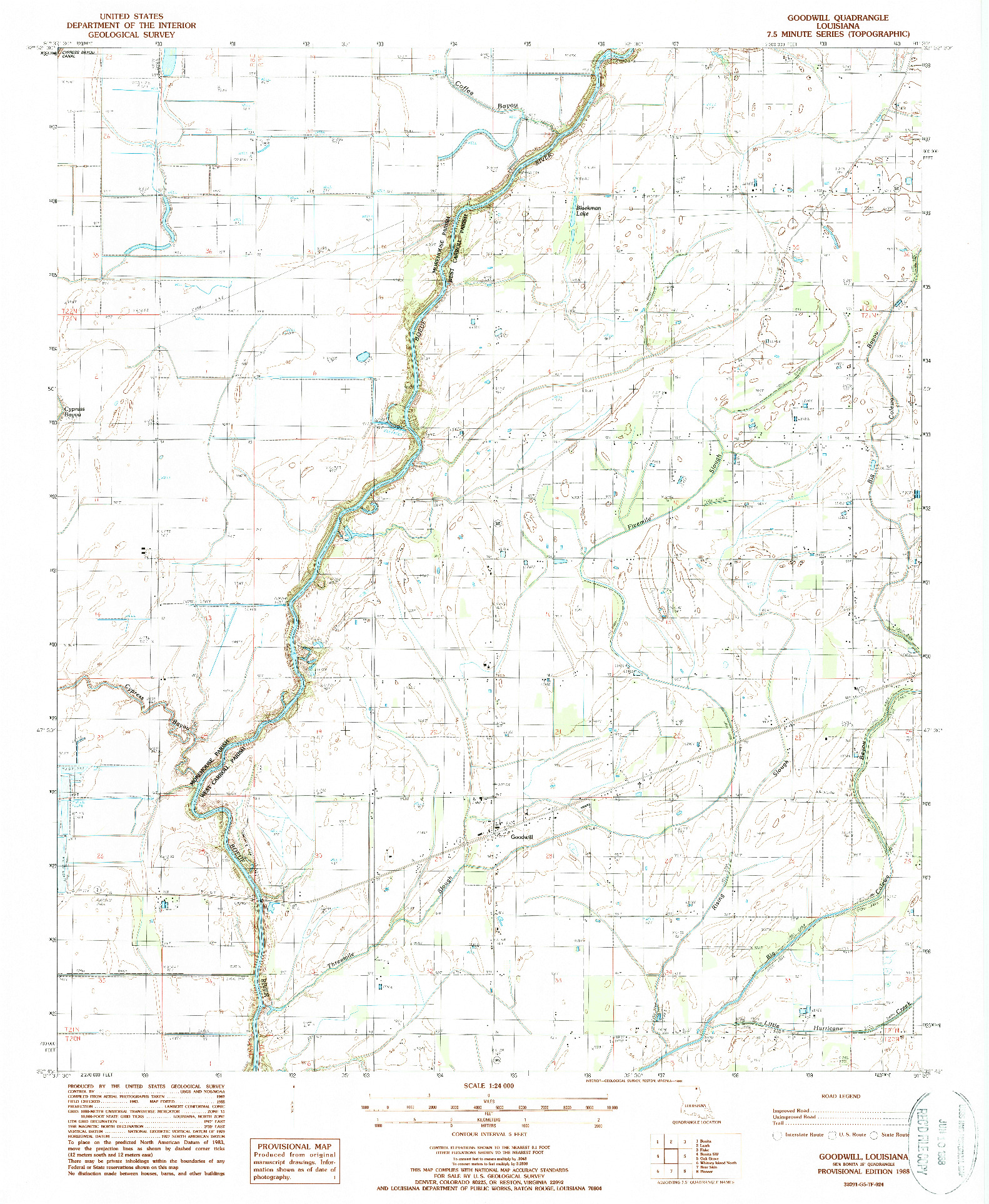 USGS 1:24000-SCALE QUADRANGLE FOR GOODWILL, LA 1988