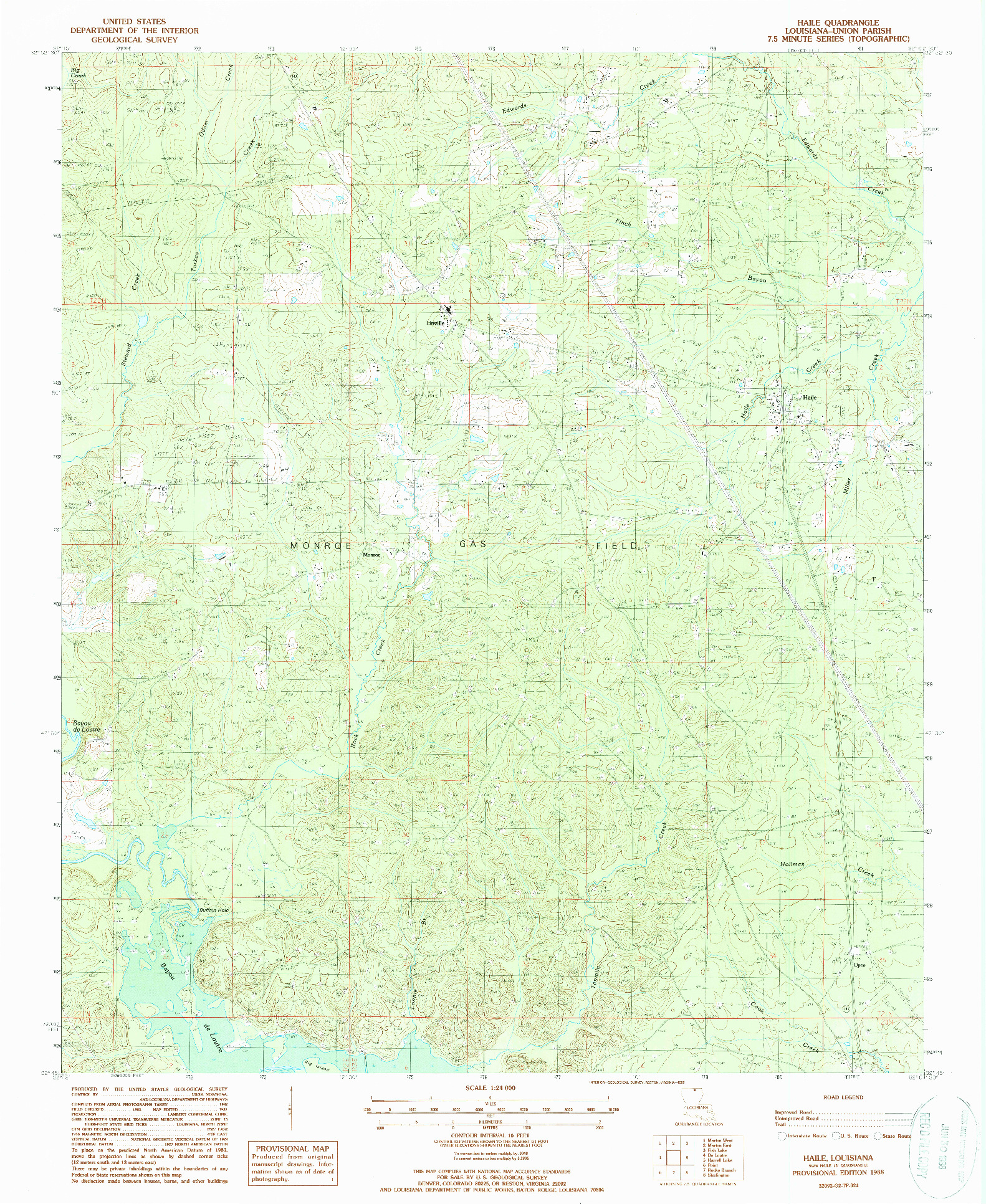 USGS 1:24000-SCALE QUADRANGLE FOR HAILE, LA 1988