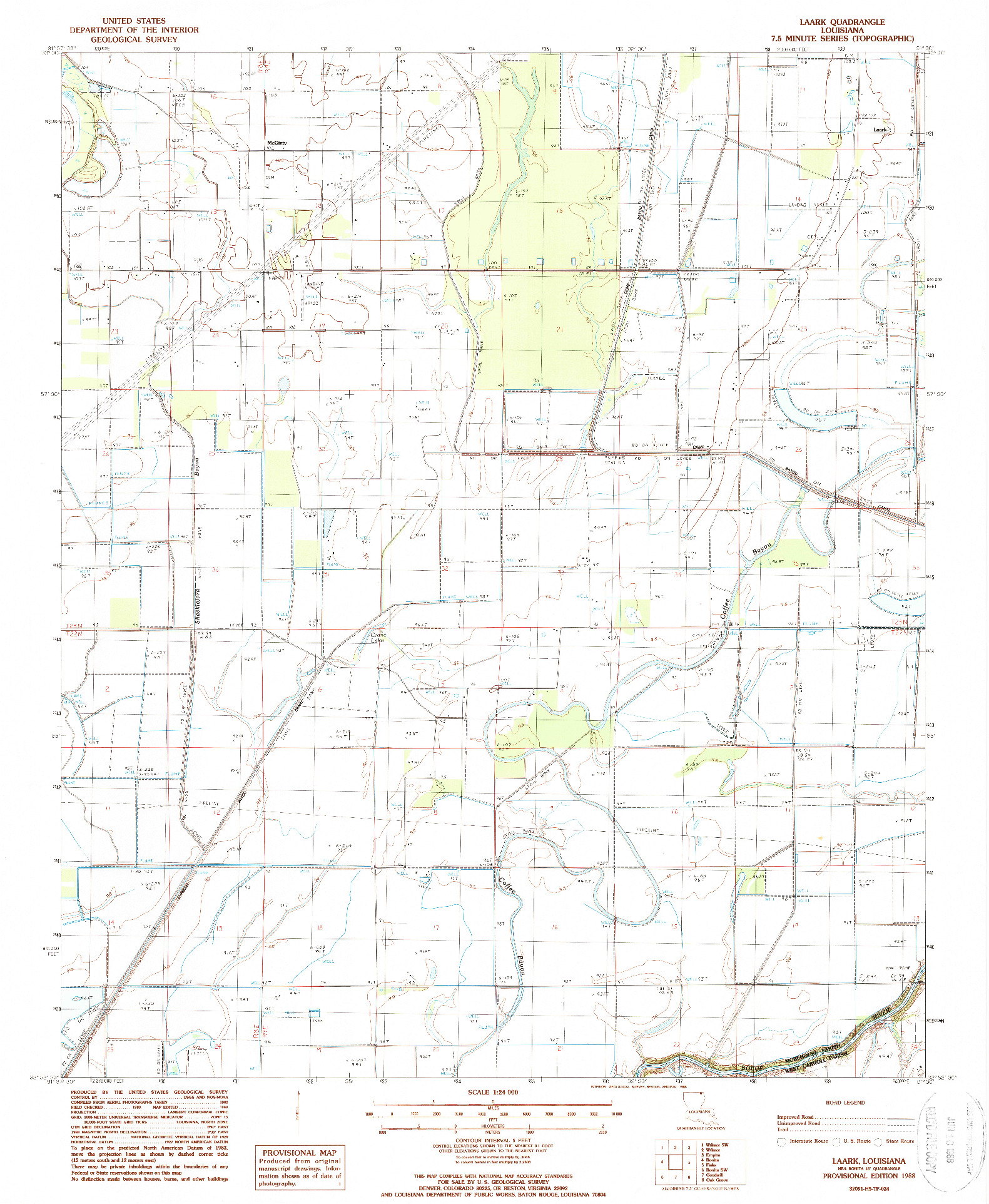 USGS 1:24000-SCALE QUADRANGLE FOR LAARK, LA 1988