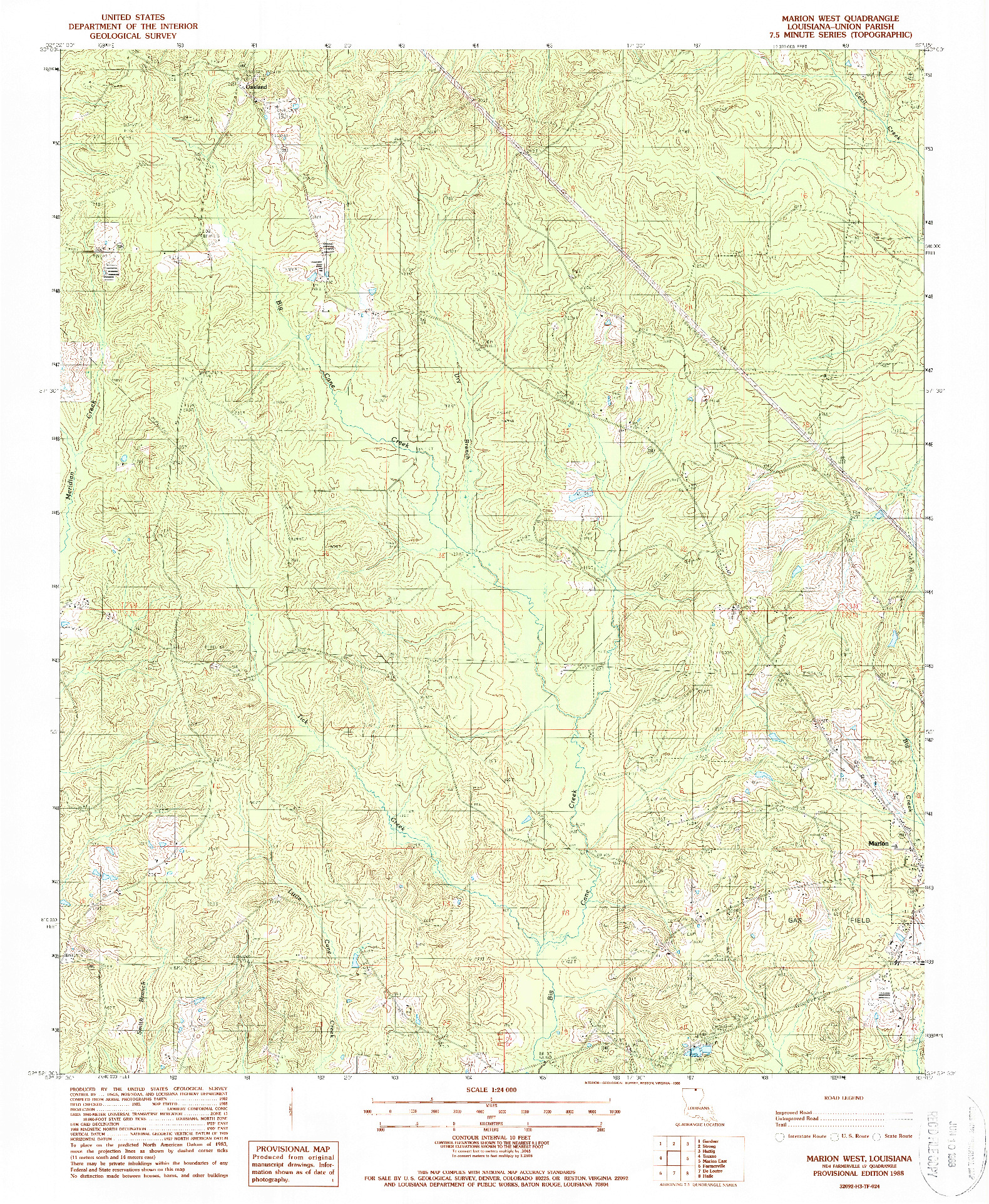 USGS 1:24000-SCALE QUADRANGLE FOR MARION WEST, LA 1988