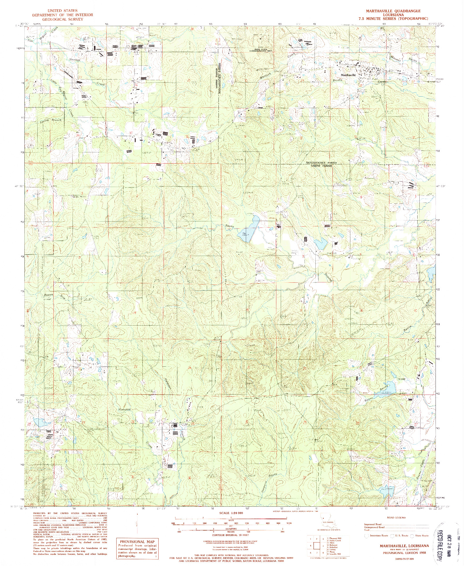 USGS 1:24000-SCALE QUADRANGLE FOR MARTHAVILLE, LA 1988