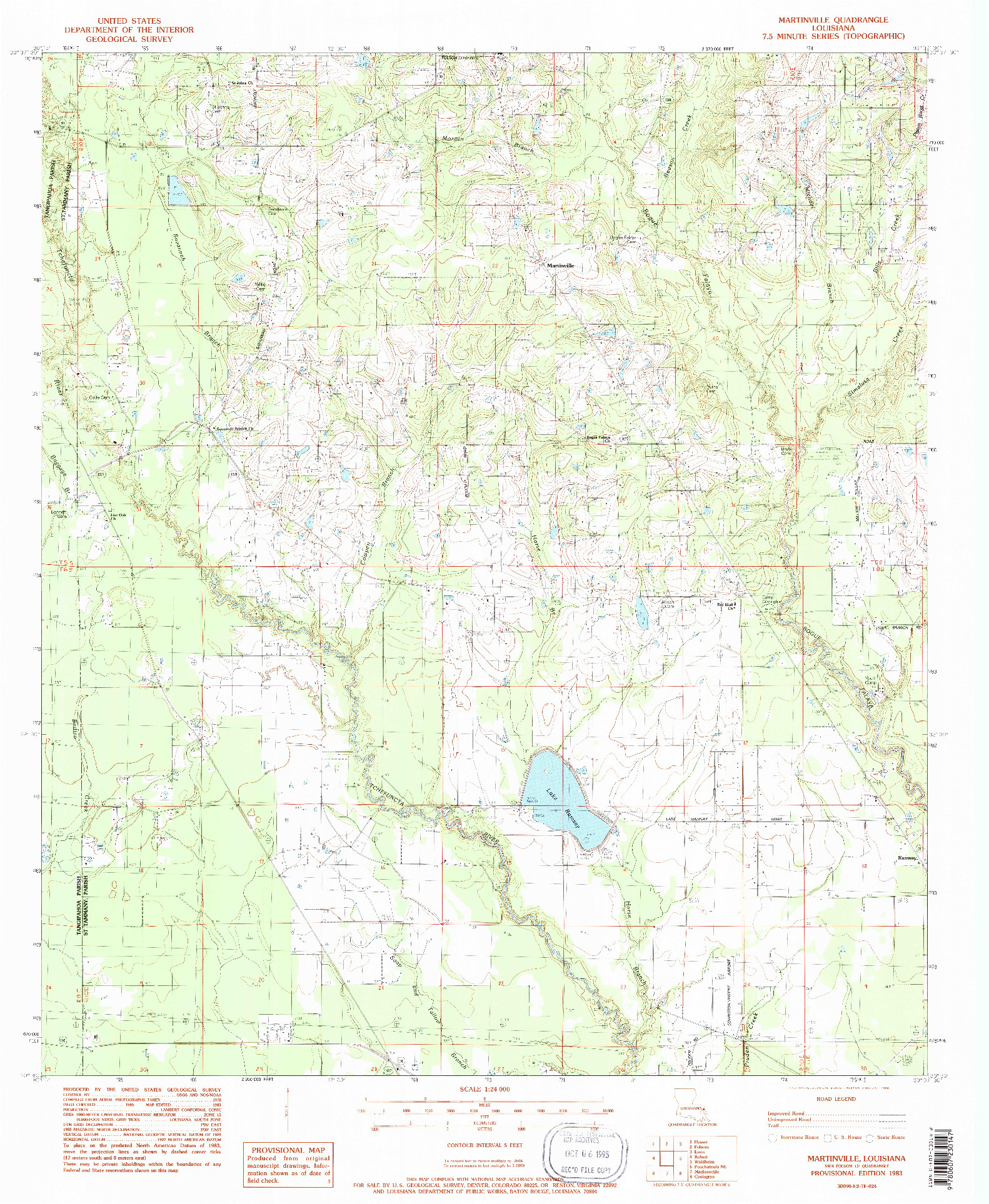 USGS 1:24000-SCALE QUADRANGLE FOR MARTINVILLE, LA 1983
