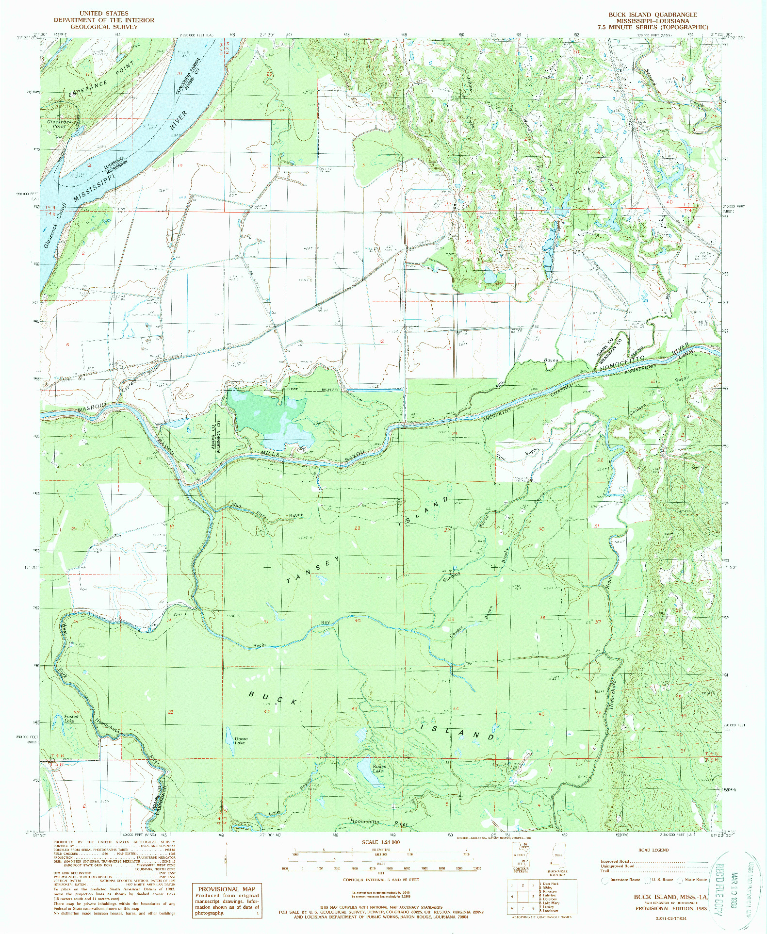 USGS 1:24000-SCALE QUADRANGLE FOR BUCK ISLAND, MS 1988