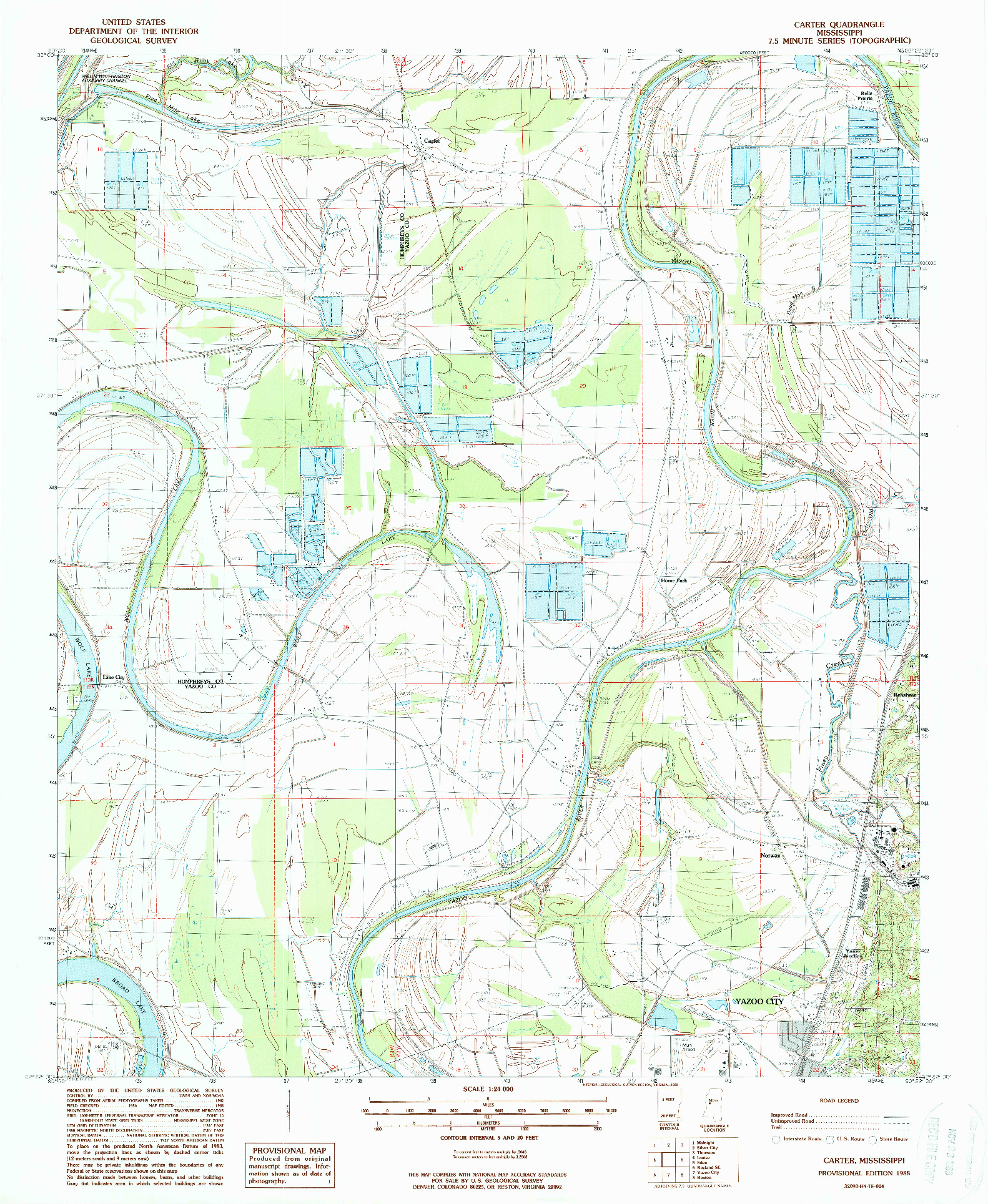 USGS 1:24000-SCALE QUADRANGLE FOR CARTER, MS 1988
