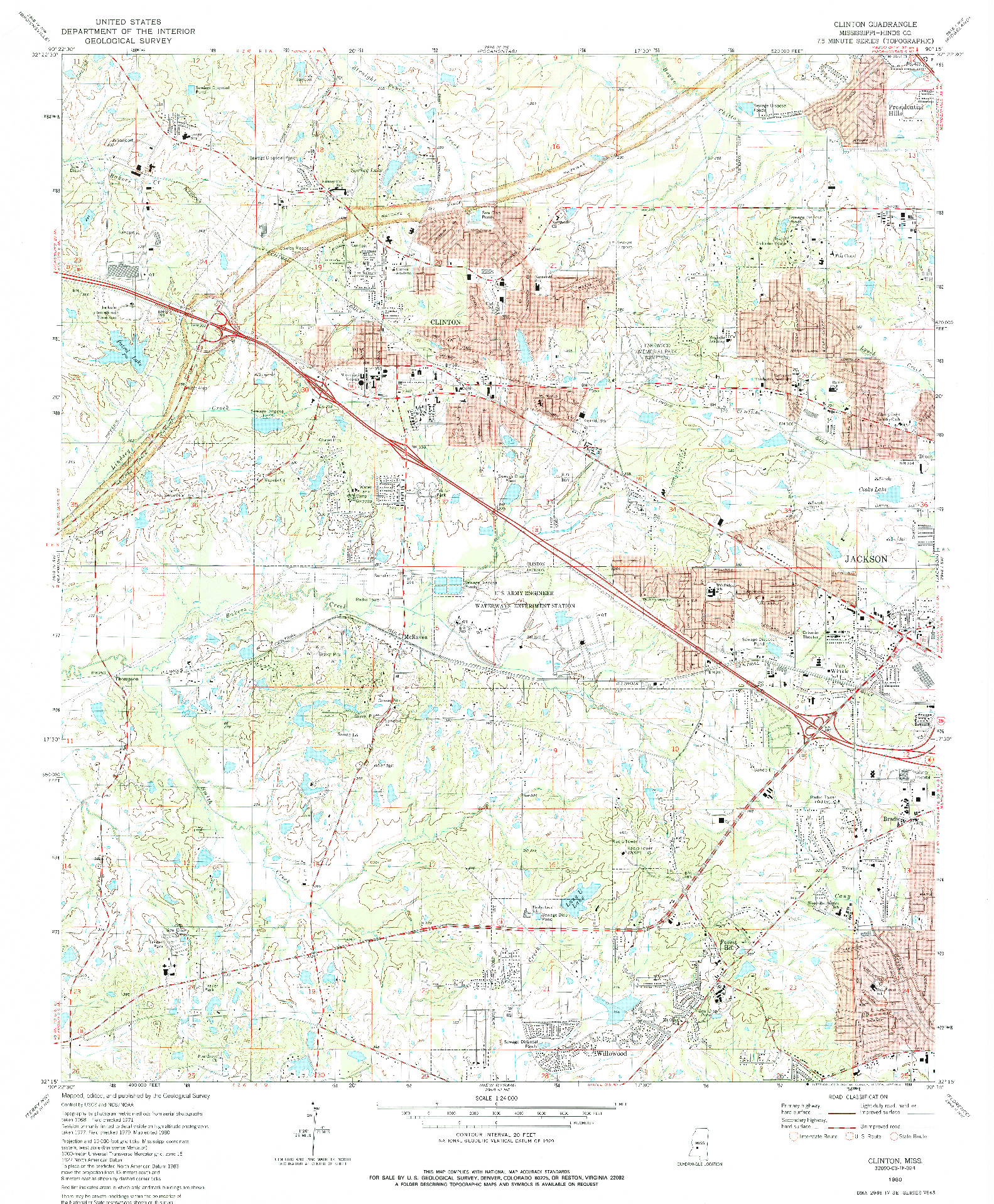 USGS 1:24000-SCALE QUADRANGLE FOR CLINTON, MS 1980