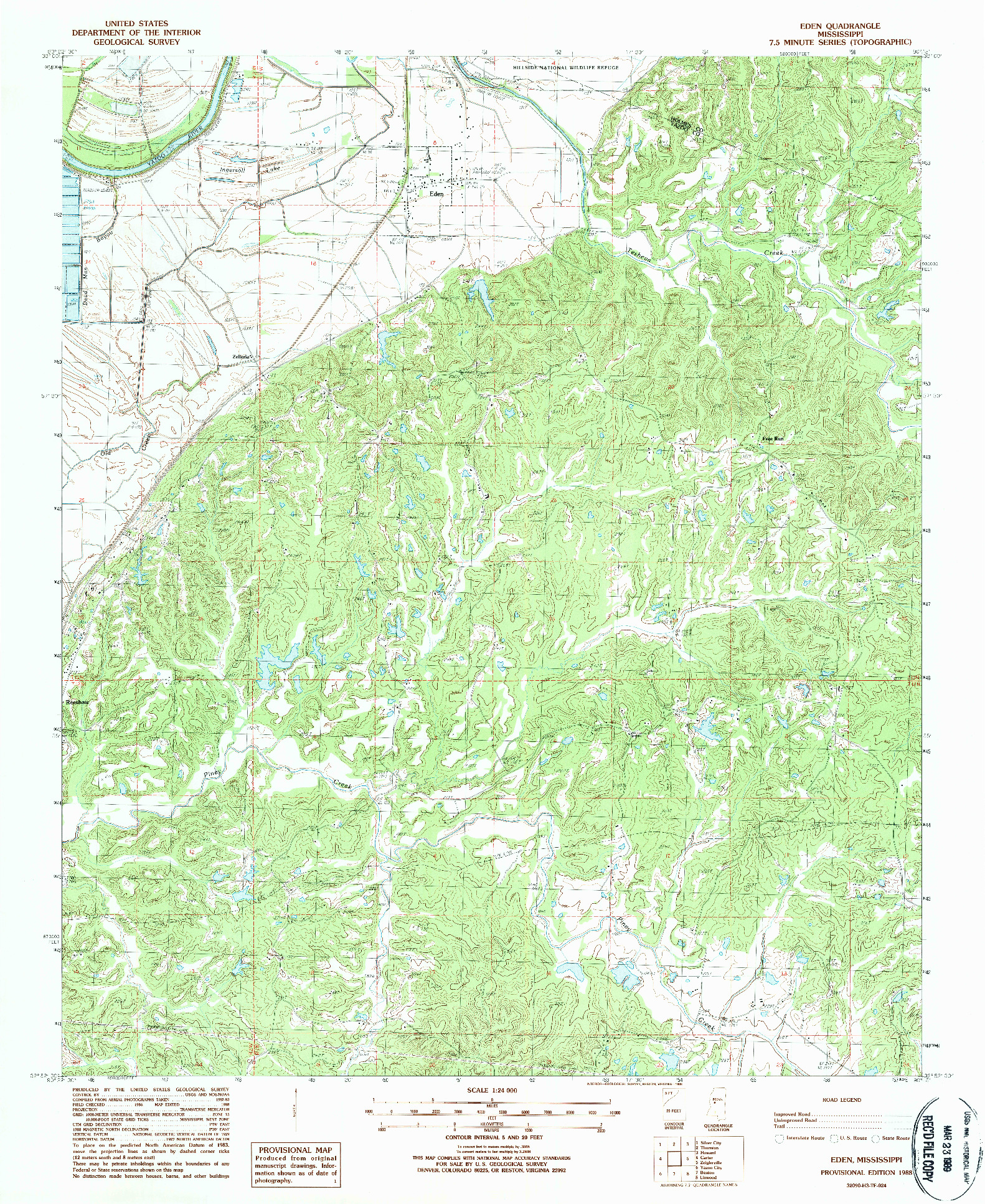 USGS 1:24000-SCALE QUADRANGLE FOR EDEN, MS 1988