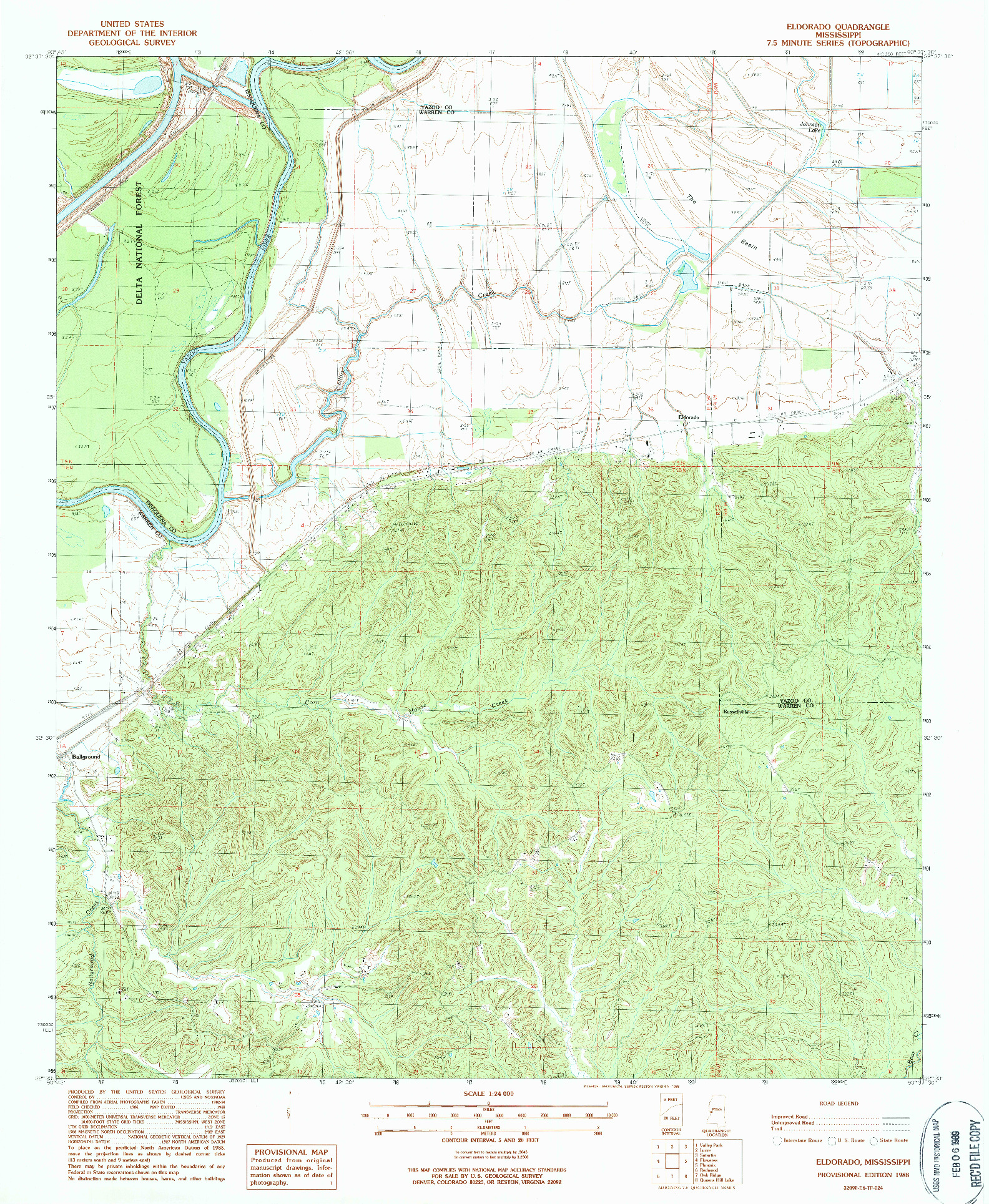 USGS 1:24000-SCALE QUADRANGLE FOR ELDORADO, MS 1988