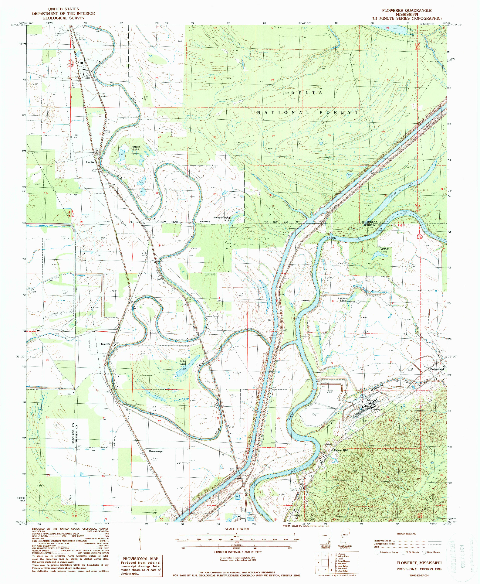 USGS 1:24000-SCALE QUADRANGLE FOR FLOWEREE, MS 1988