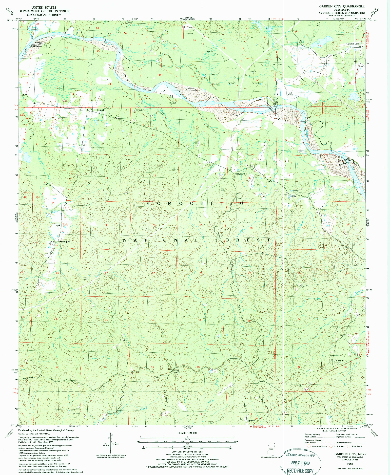 USGS 1:24000-SCALE QUADRANGLE FOR GARDEN CITY, MS 1988