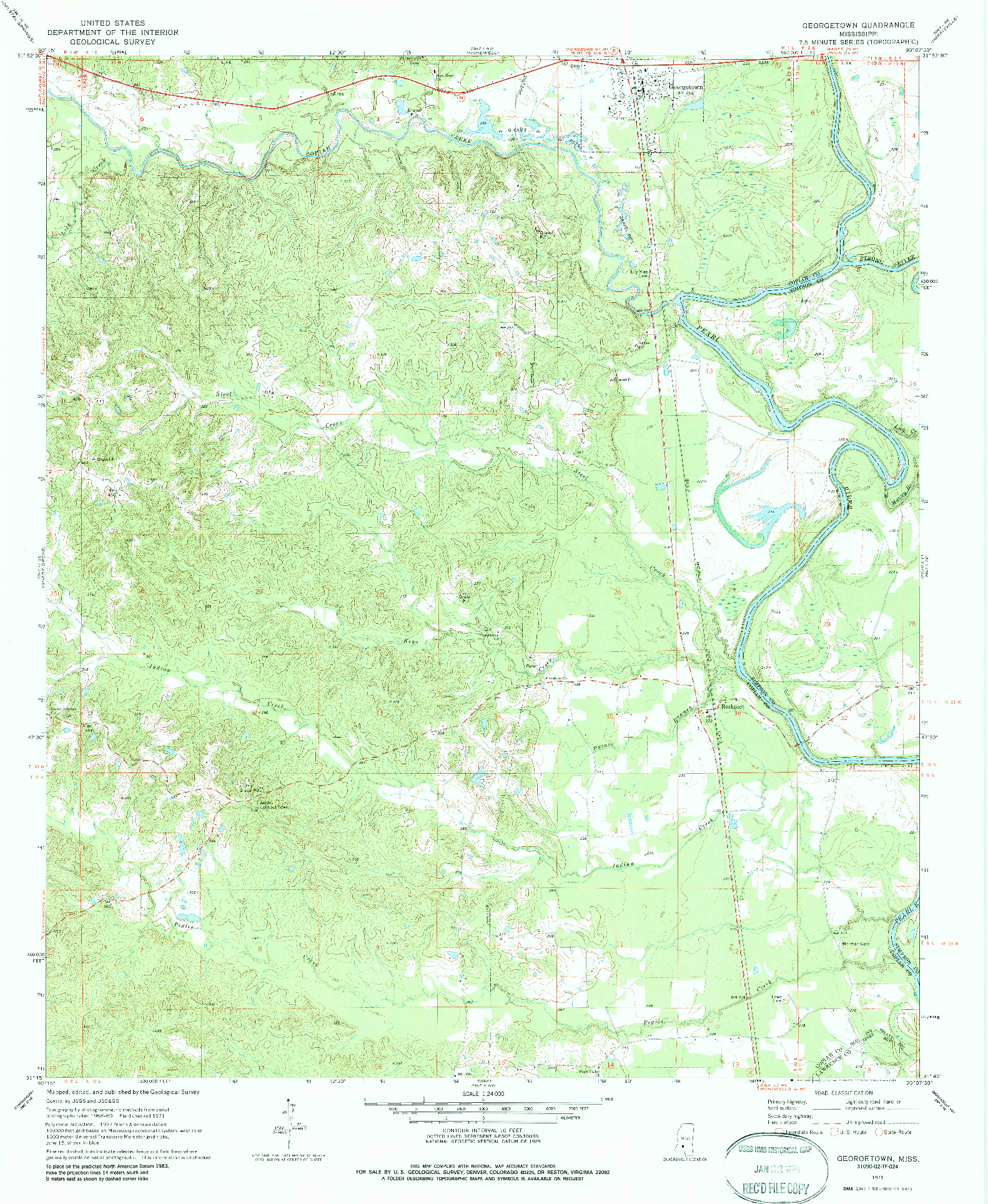 USGS 1:24000-SCALE QUADRANGLE FOR GEORGETOWN, MS 1971