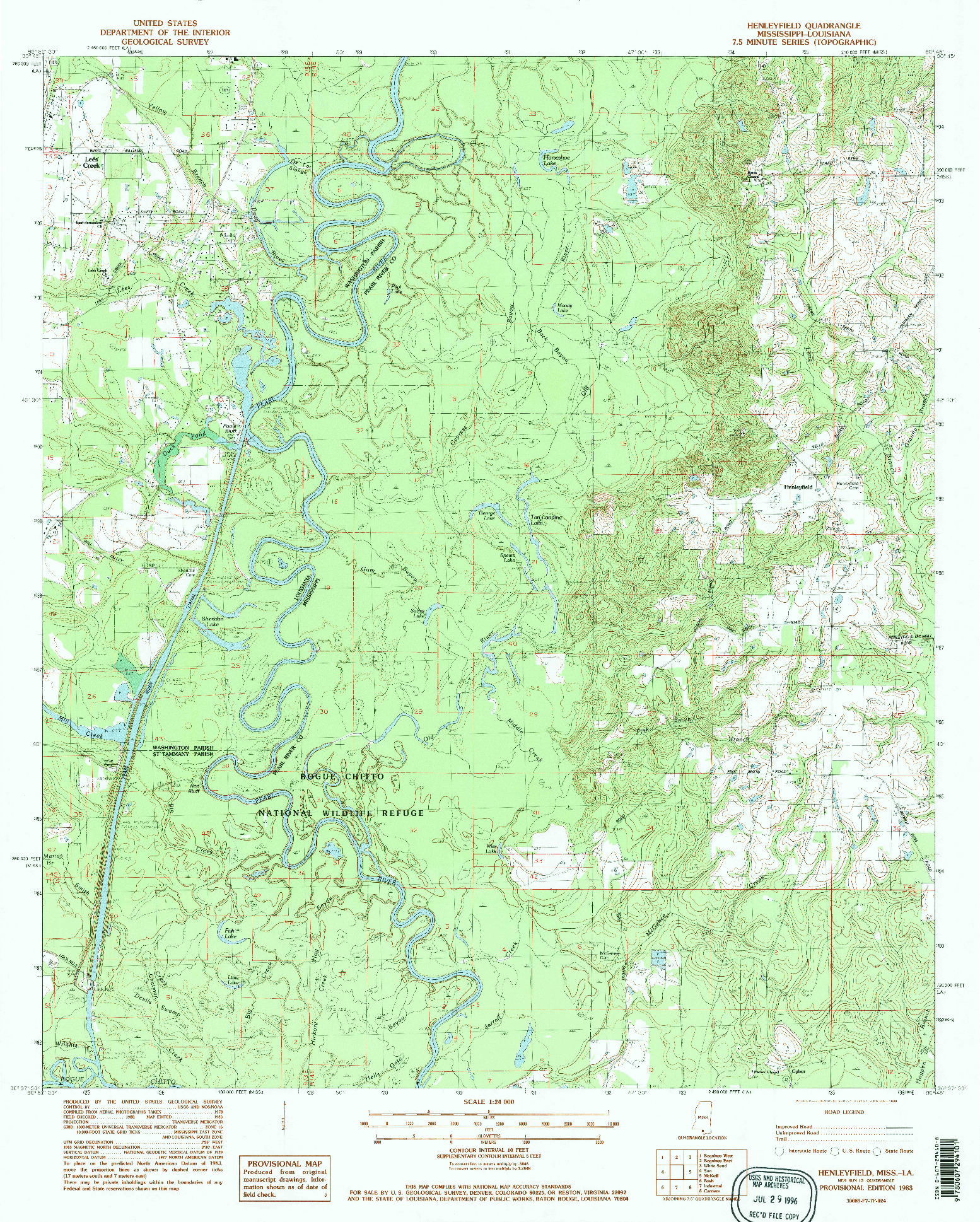 USGS 1:24000-SCALE QUADRANGLE FOR HENLEYFIELD, MS 1983