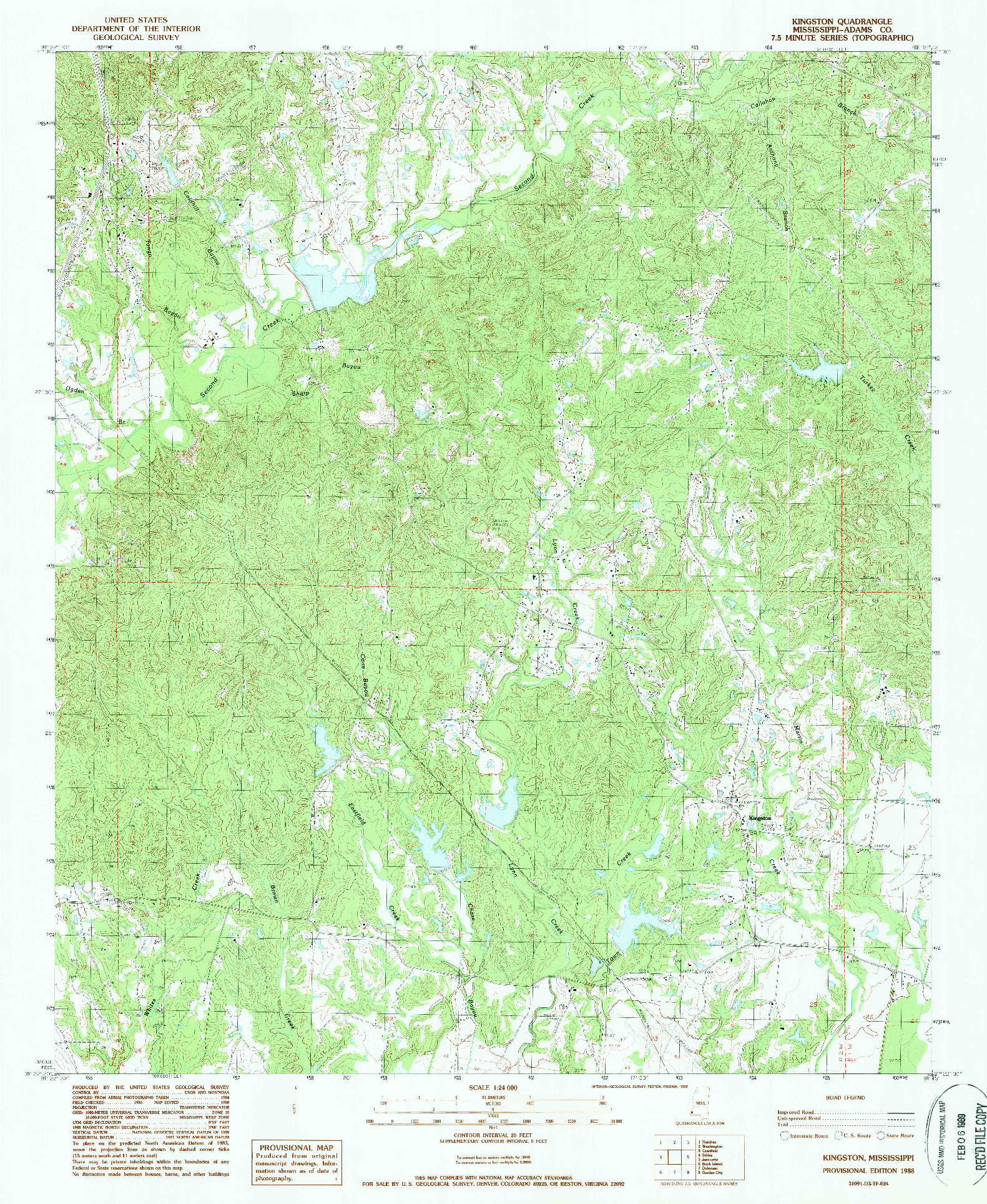 USGS 1:24000-SCALE QUADRANGLE FOR KINGSTON, MS 1988
