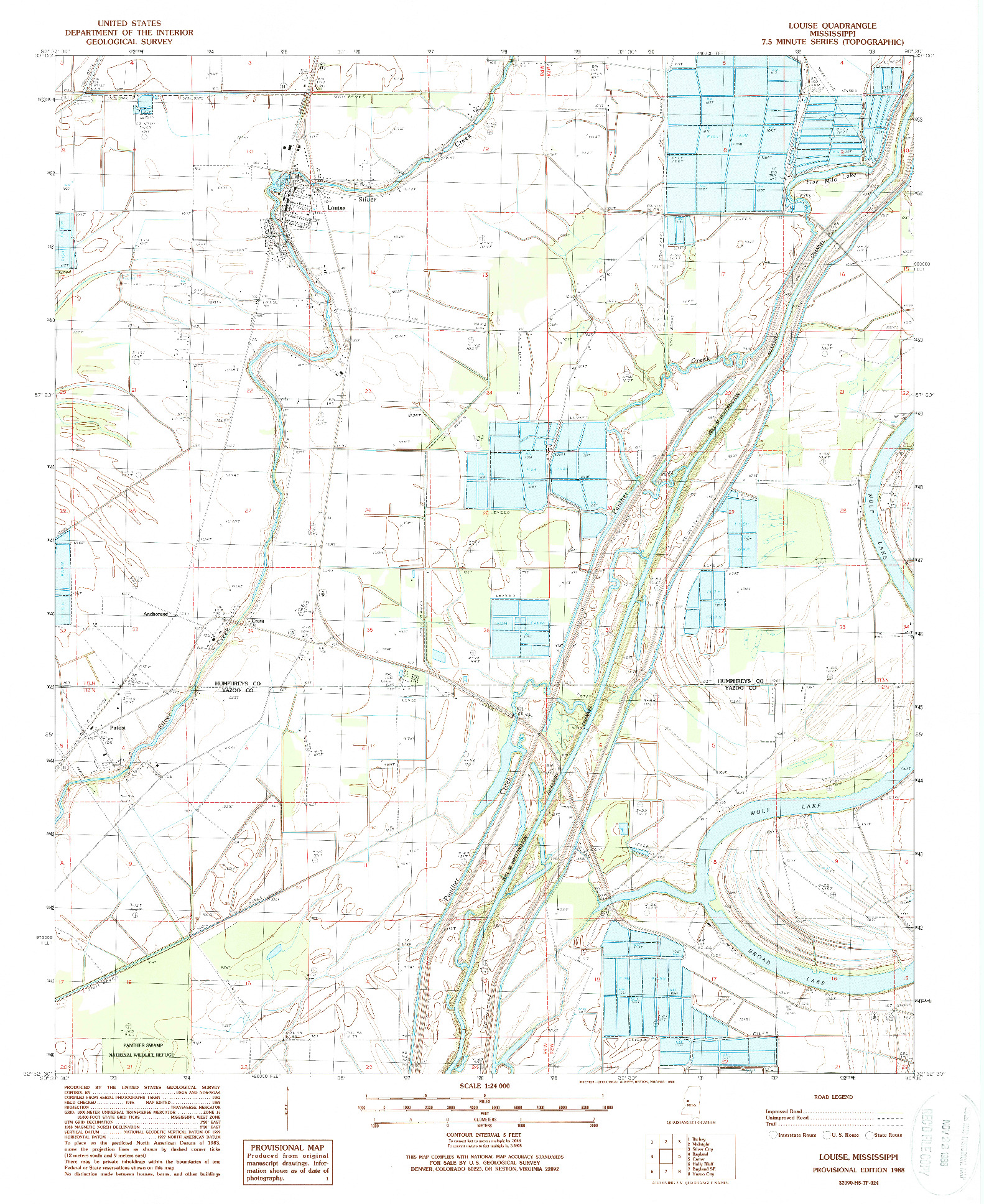 USGS 1:24000-SCALE QUADRANGLE FOR LOUISE, MS 1988