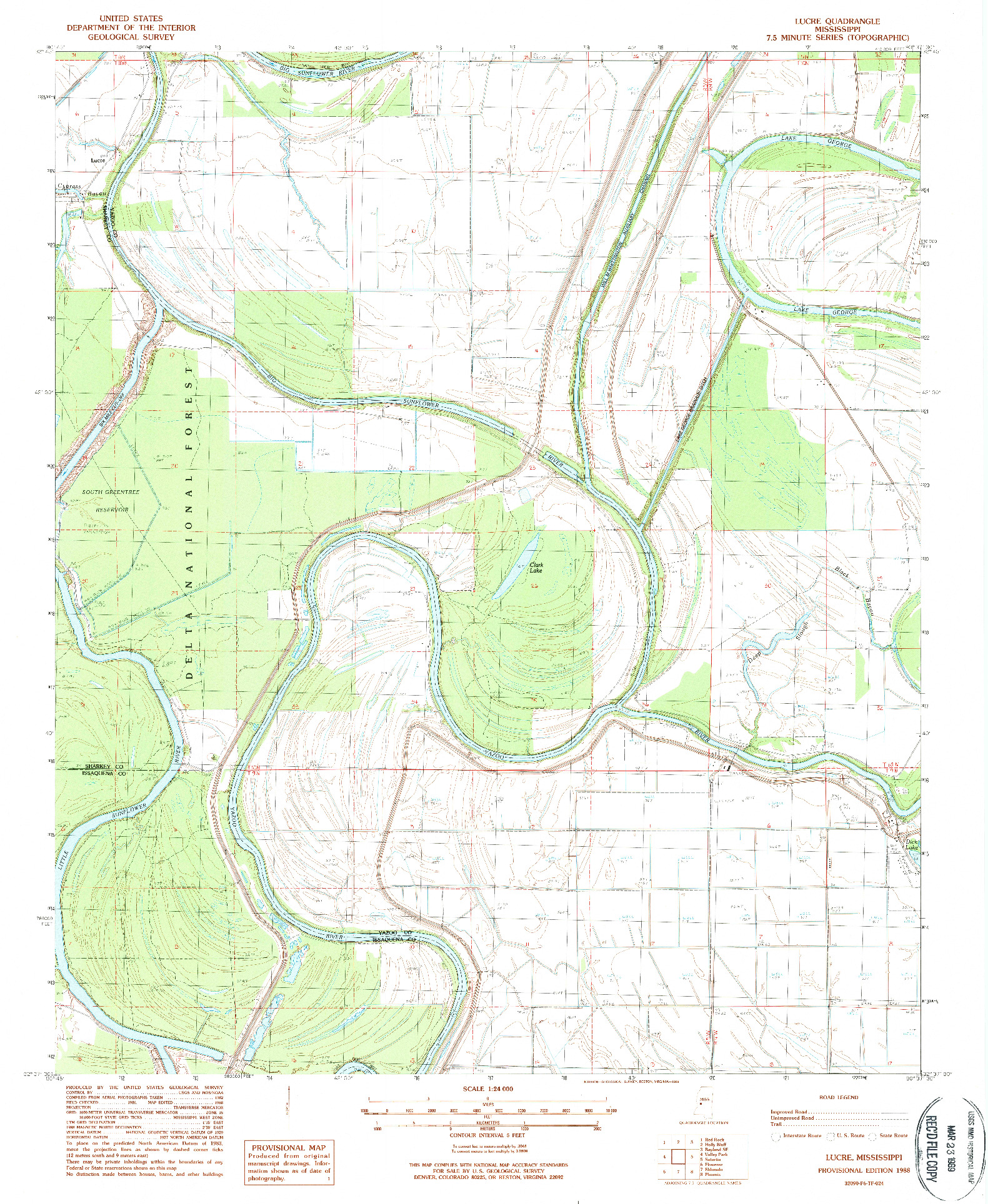 USGS 1:24000-SCALE QUADRANGLE FOR LUCRE, MS 1988