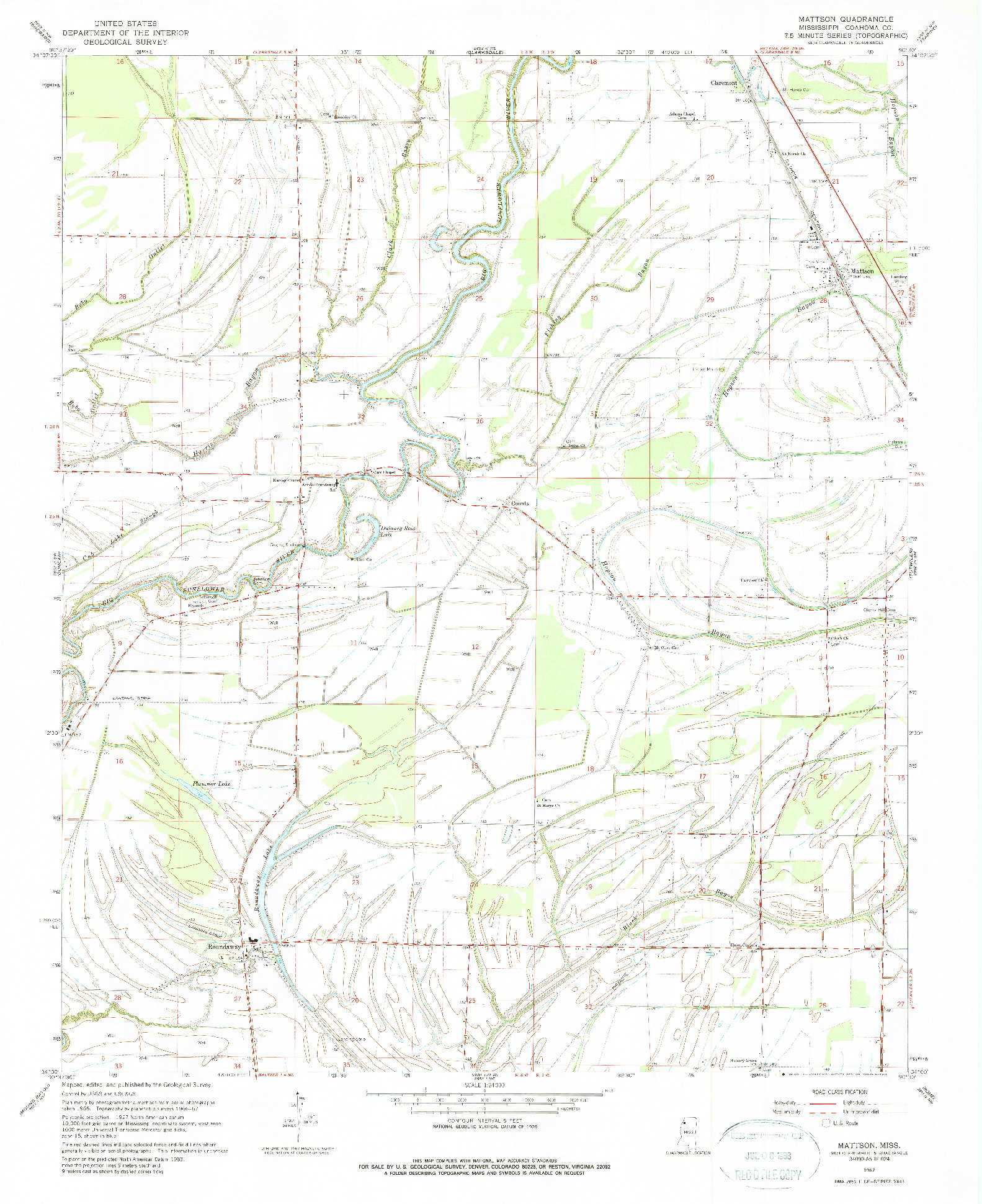 USGS 1:24000-SCALE QUADRANGLE FOR MATTSON, MS 1967
