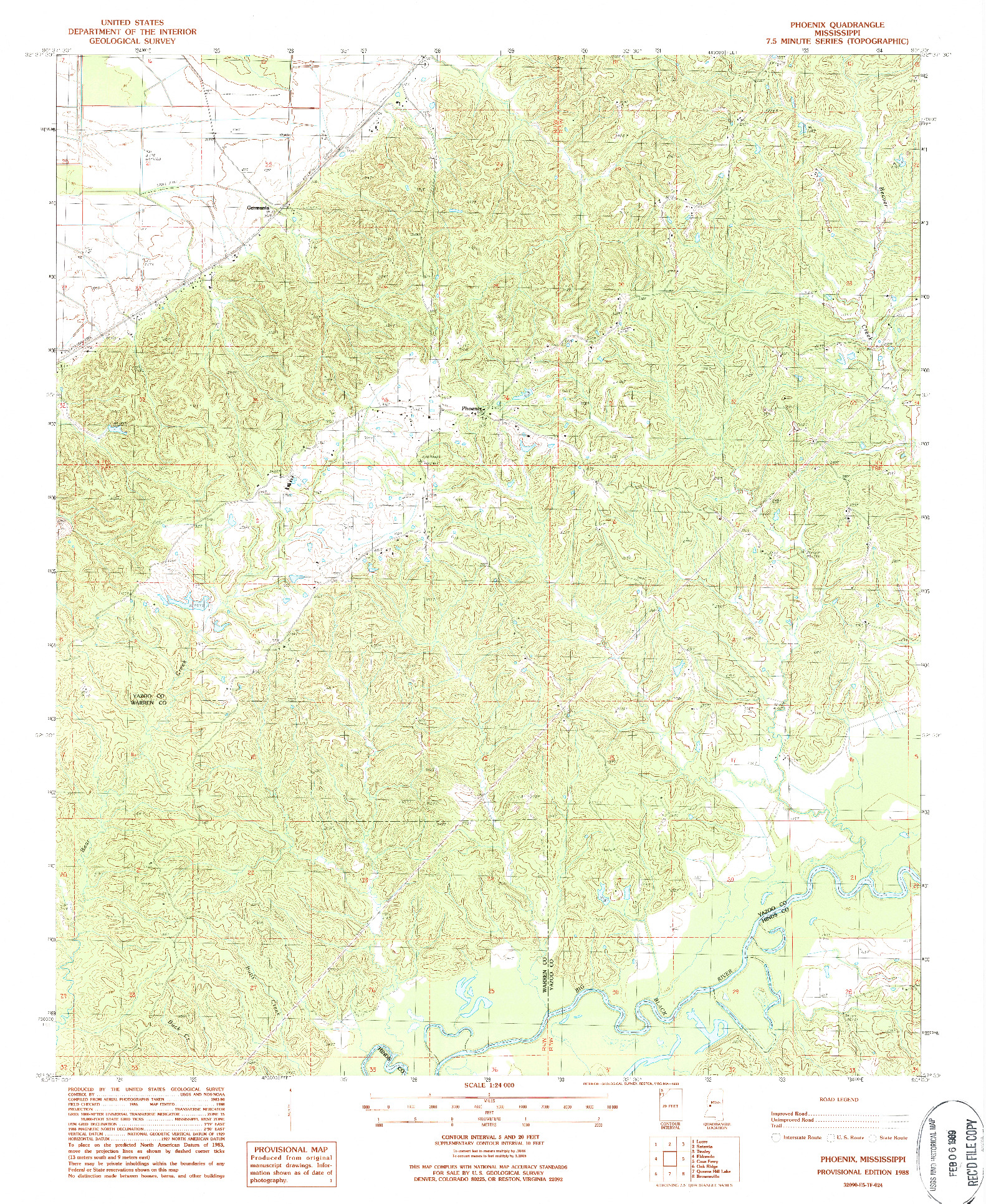 USGS 1:24000-SCALE QUADRANGLE FOR PHOENIX, MS 1988