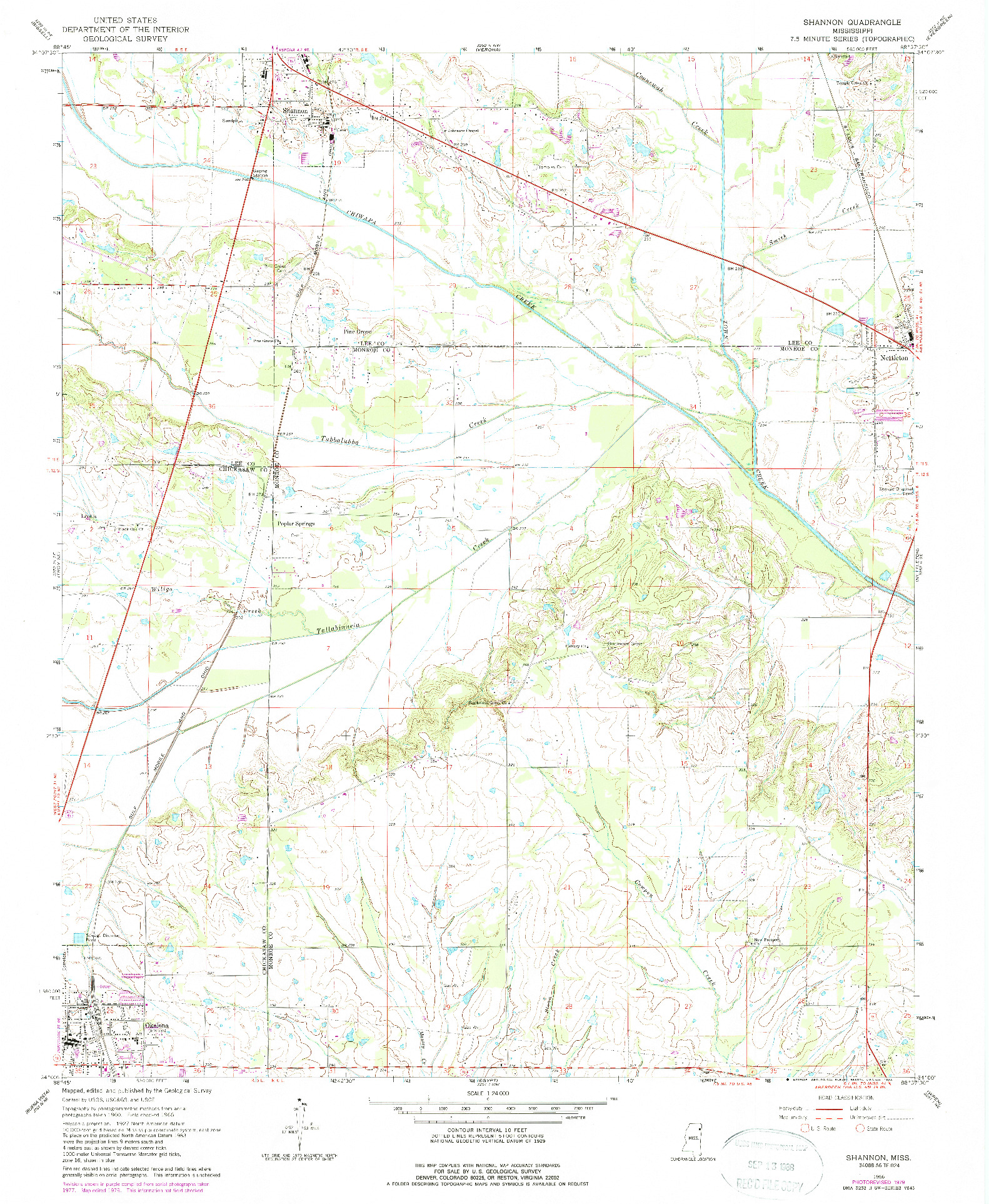 USGS 1:24000-SCALE QUADRANGLE FOR SHANNON, MS 1966