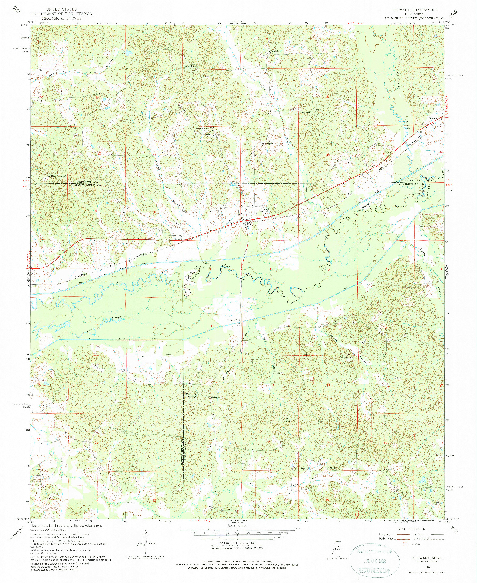 USGS 1:24000-SCALE QUADRANGLE FOR STEWART, MS 1966