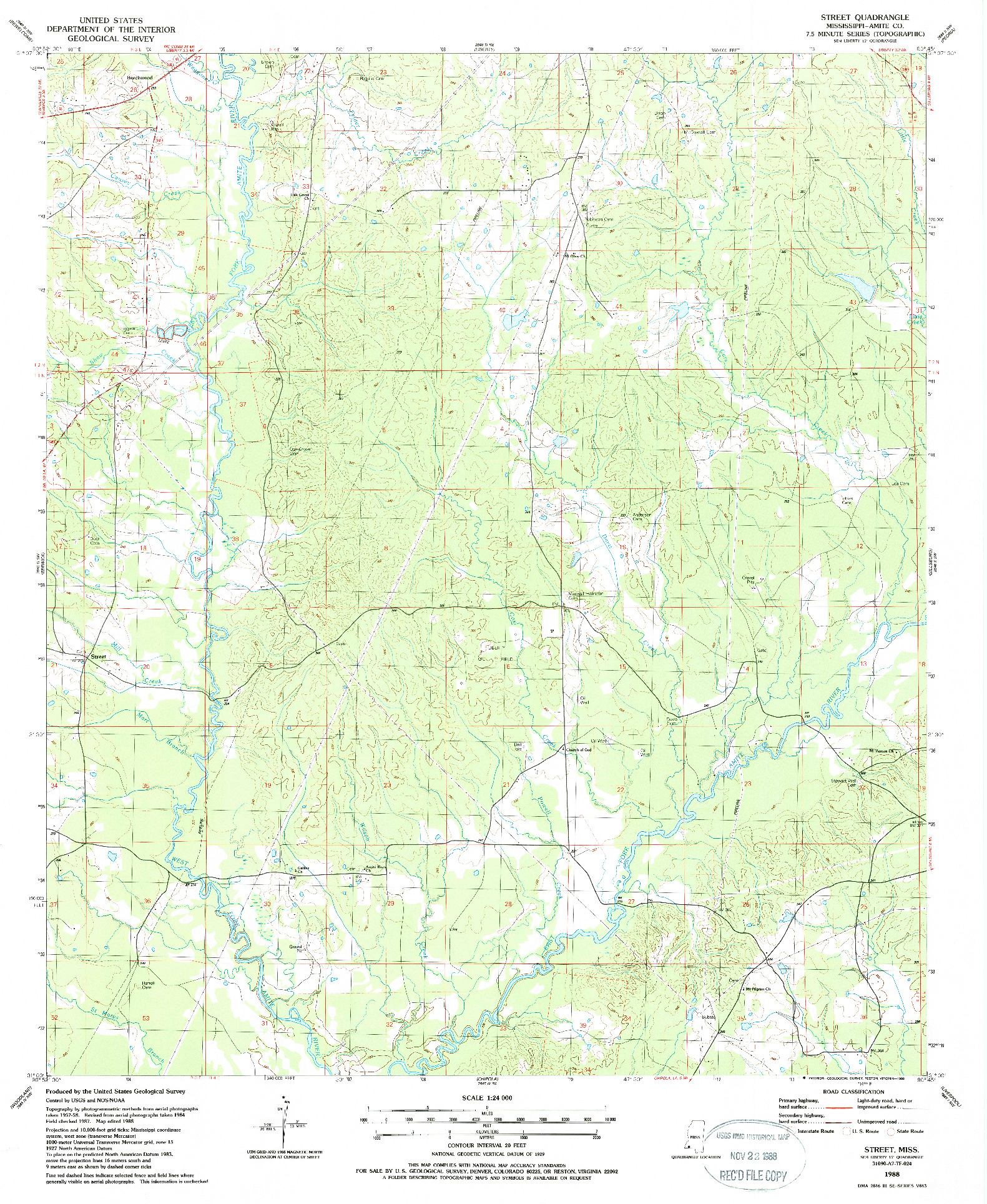 USGS 1:24000-SCALE QUADRANGLE FOR STREET, MS 1988