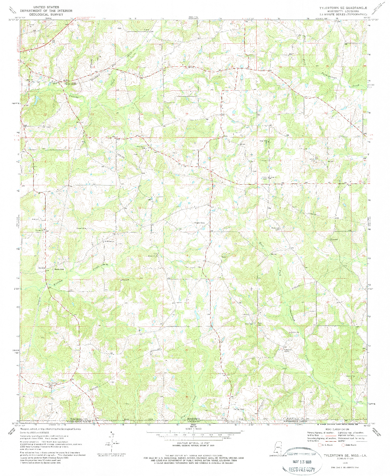 USGS 1:24000-SCALE QUADRANGLE FOR TYLERTOWN SE, MS 1970