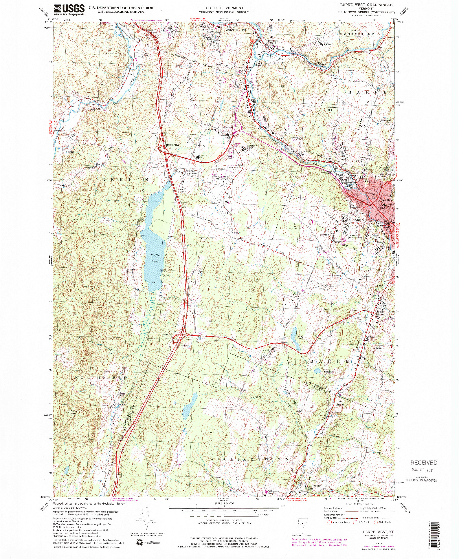 USGS 1:24000-SCALE QUADRANGLE FOR BARRE WEST, VT 1978