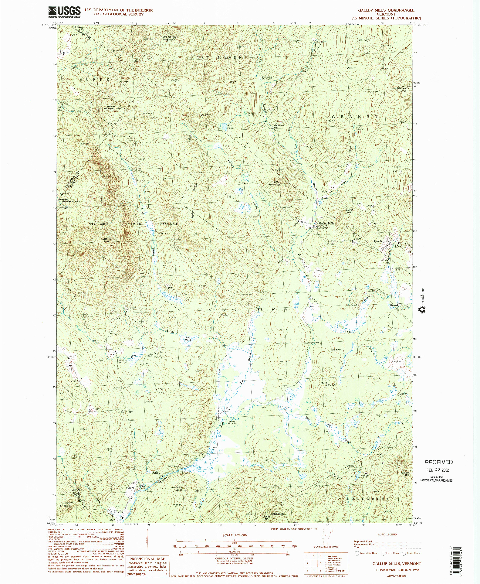 USGS 1:24000-SCALE QUADRANGLE FOR GALLUP MILLS, VT 1988