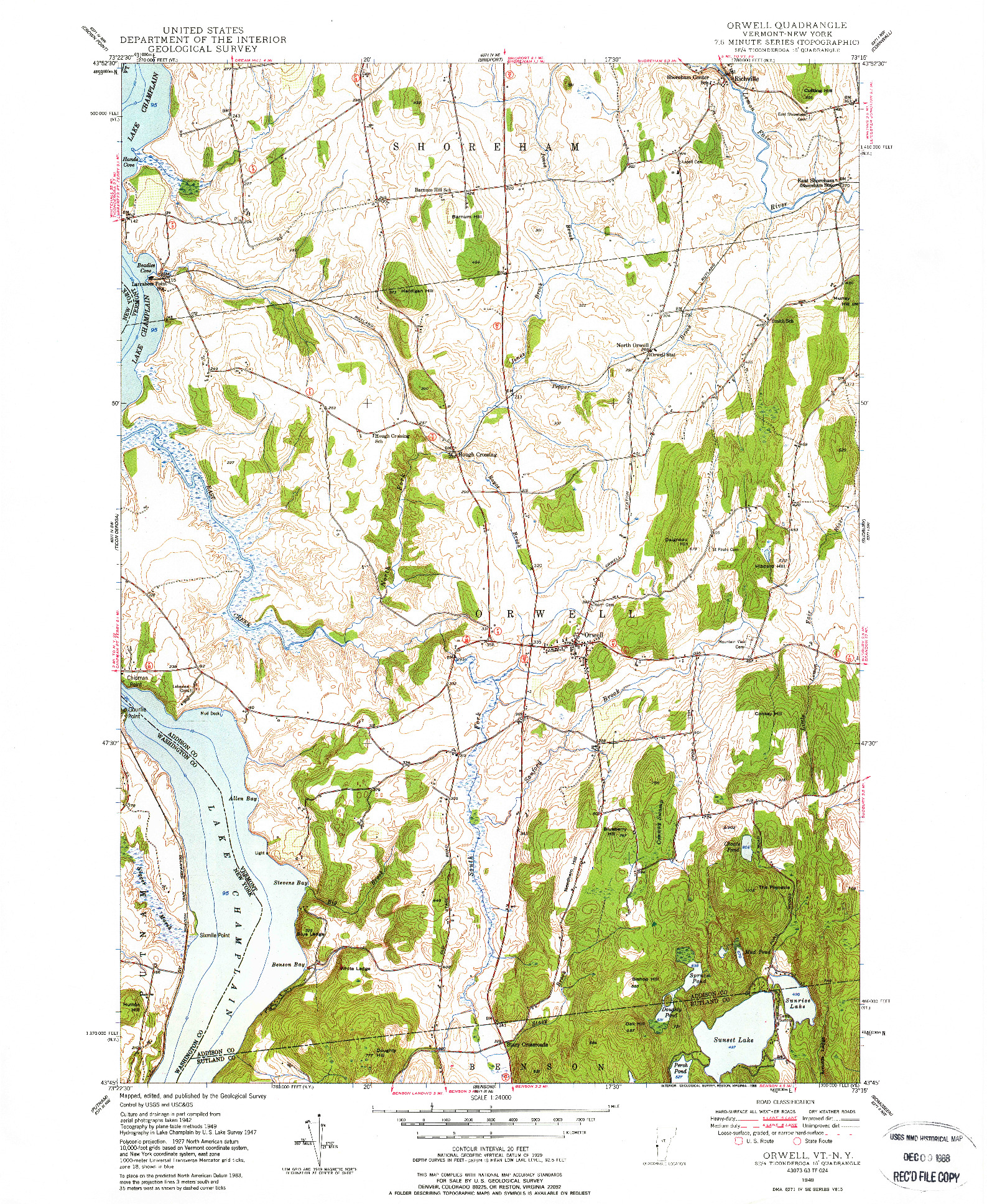 USGS 1:24000-SCALE QUADRANGLE FOR ORWELL, VT 1949