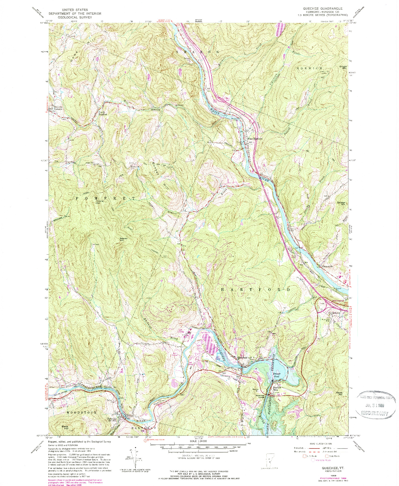 USGS 1:24000-SCALE QUADRANGLE FOR QUECHEE, VT 1959