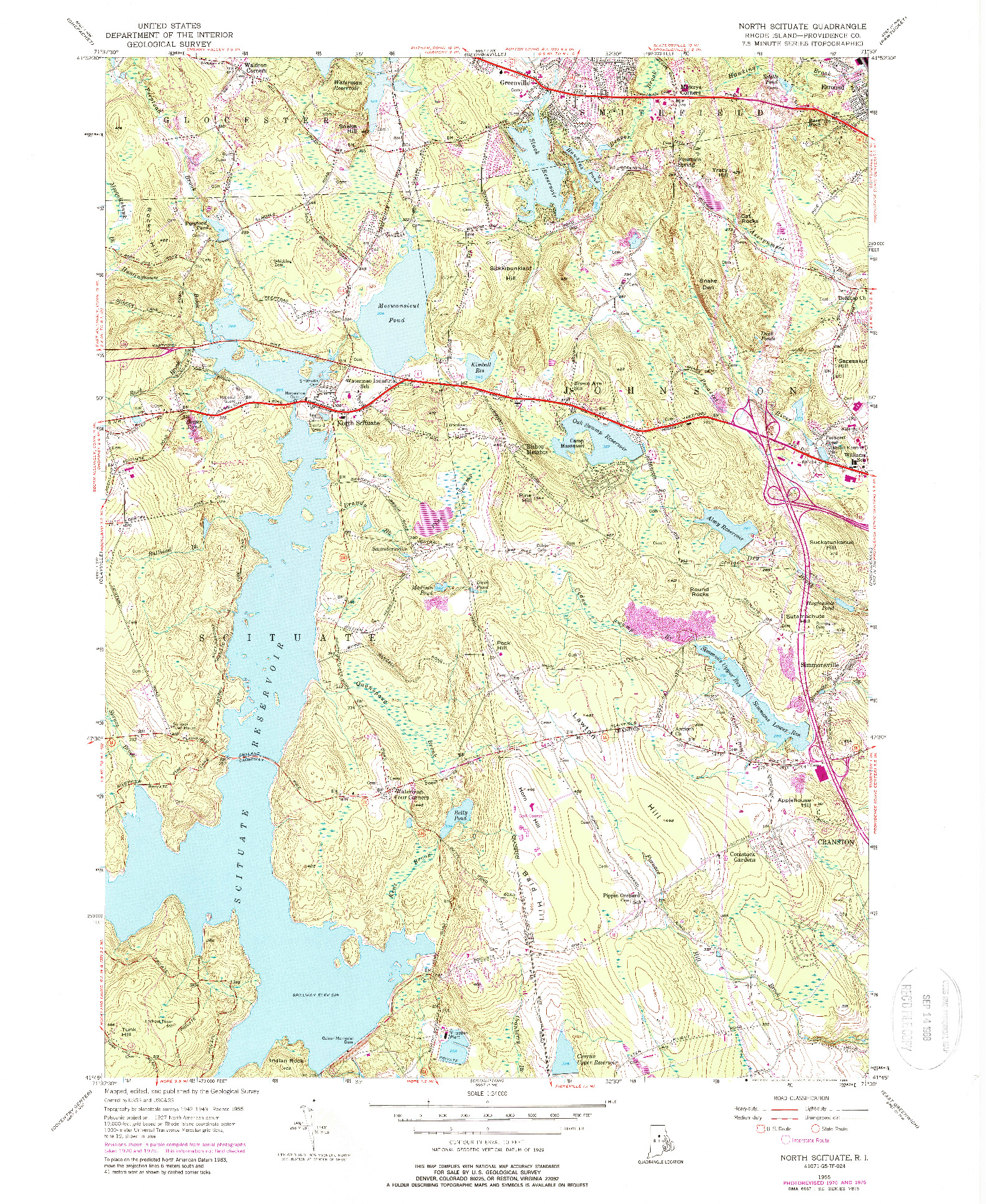 USGS 1:24000-SCALE QUADRANGLE FOR NORTH SCITUATE, RI 1975