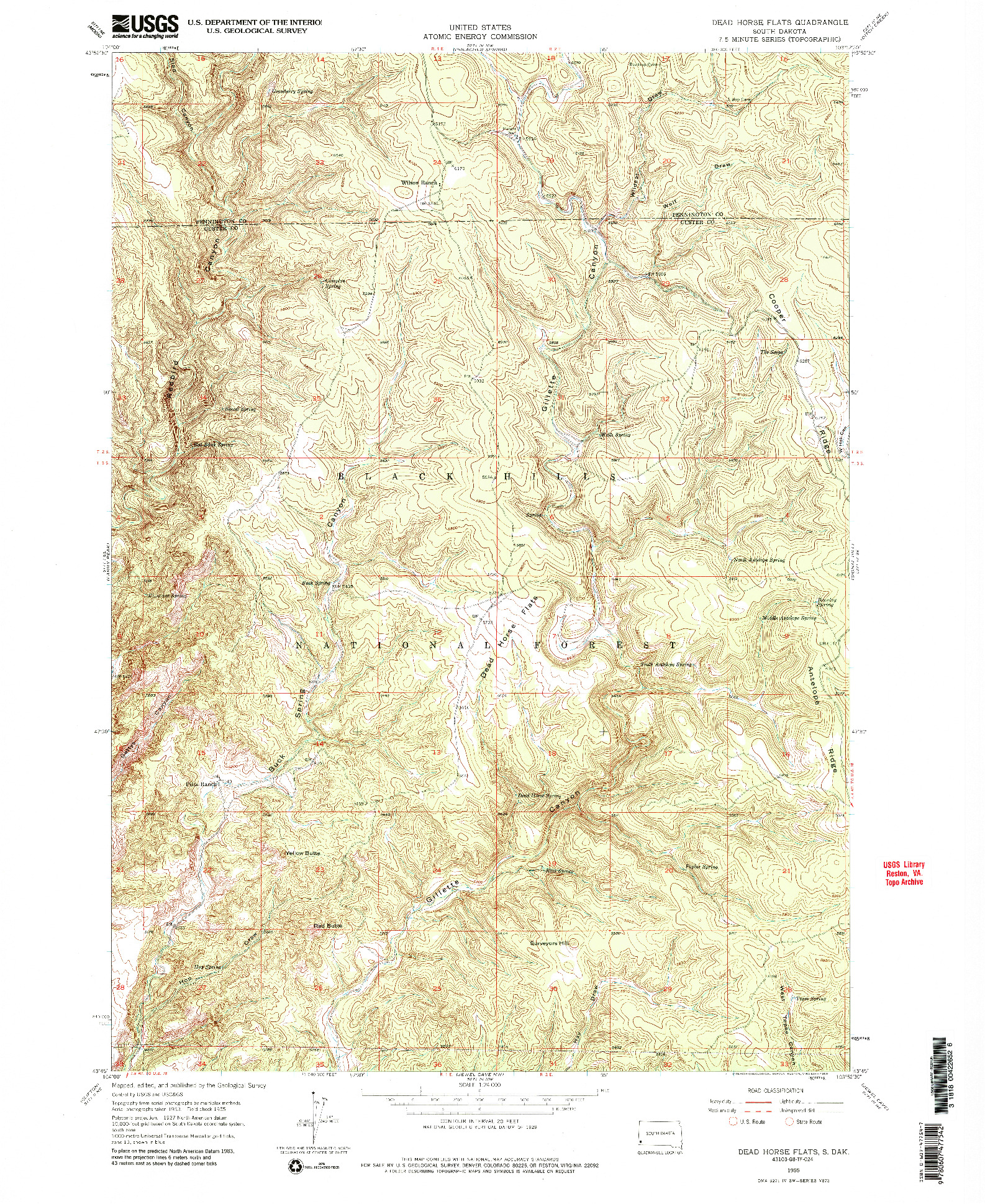 USGS 1:24000-SCALE QUADRANGLE FOR DEAD HORSE FLATS, SD 1955