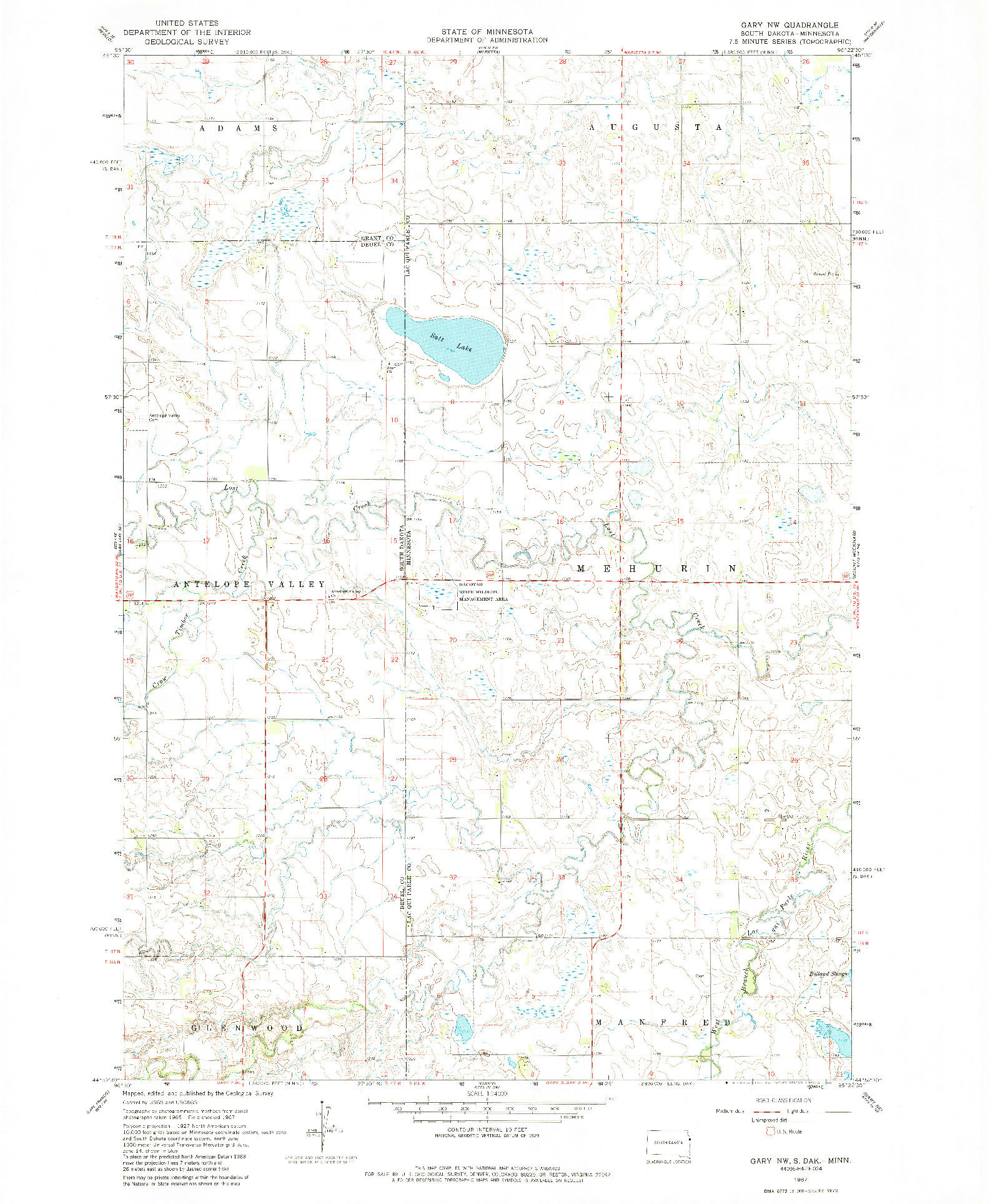 USGS 1:24000-SCALE QUADRANGLE FOR GARY NW, SD 1967