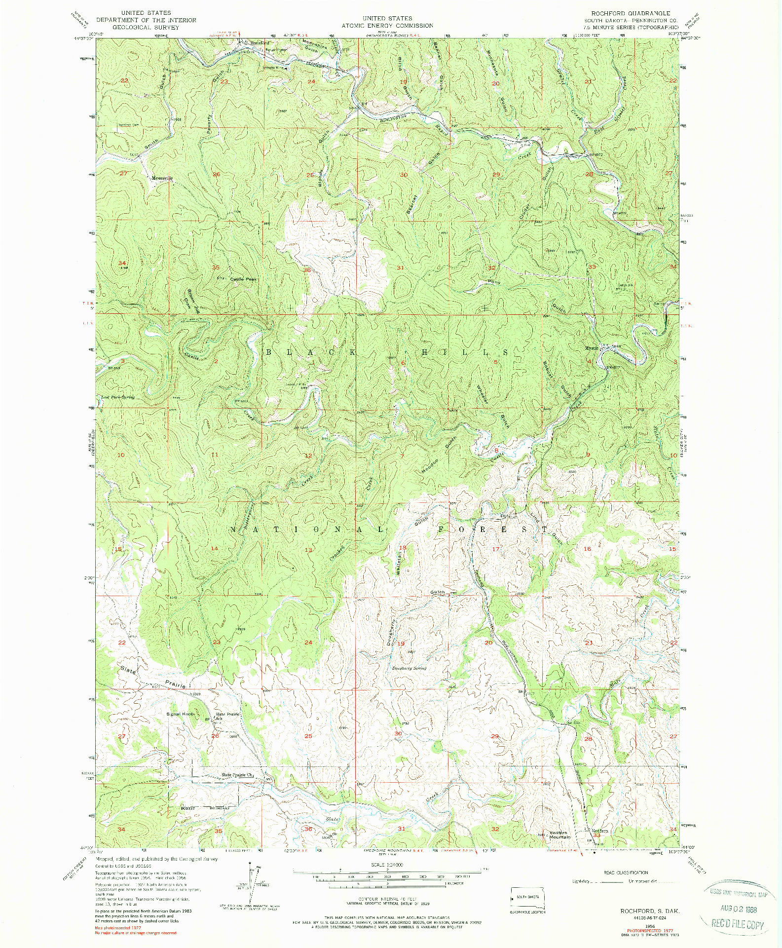 USGS 1:24000-SCALE QUADRANGLE FOR ROCHFORD, SD 1956