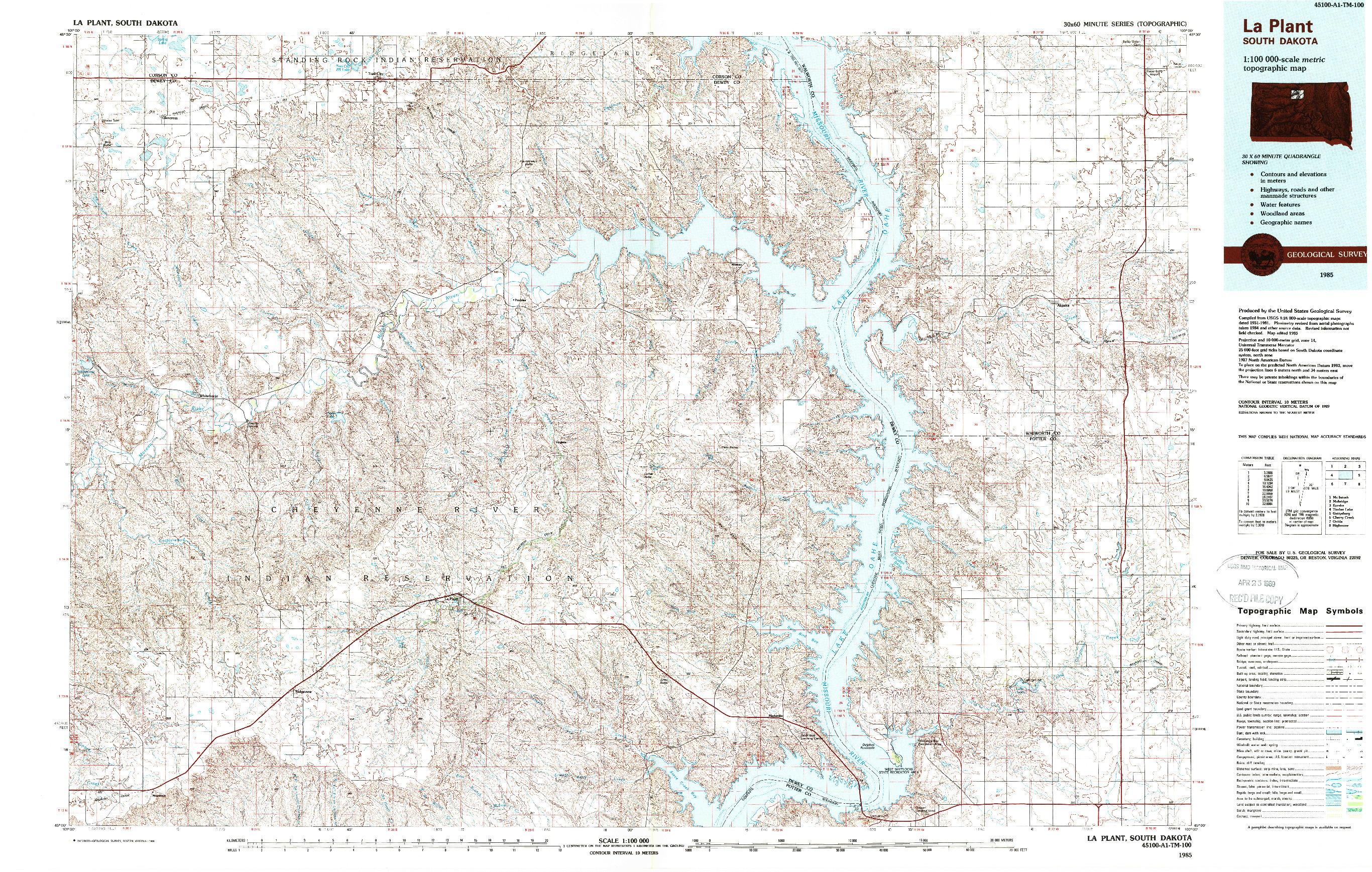 USGS 1:100000-SCALE QUADRANGLE FOR LA PLANT, SD 1985